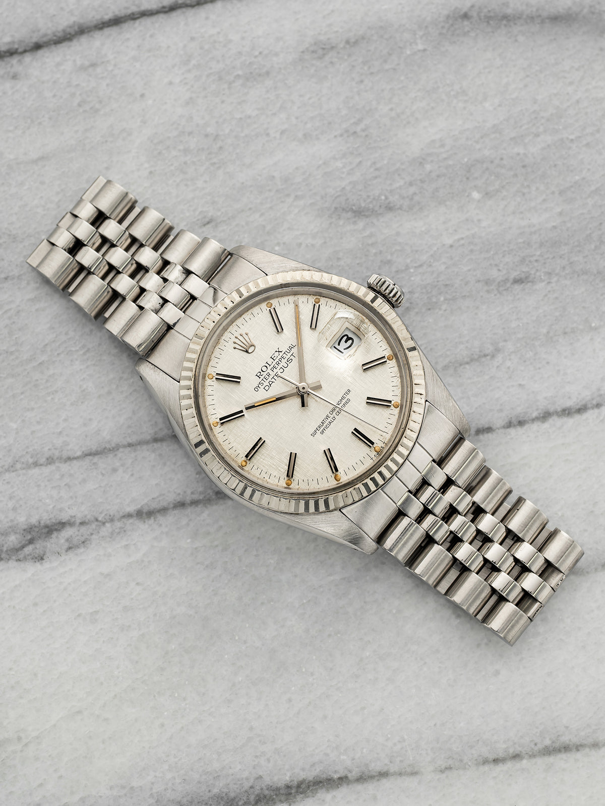 Vintage 1981 Rolex Datejust 16014 Stainless Steel Silver Linen Dial Auto 36mm