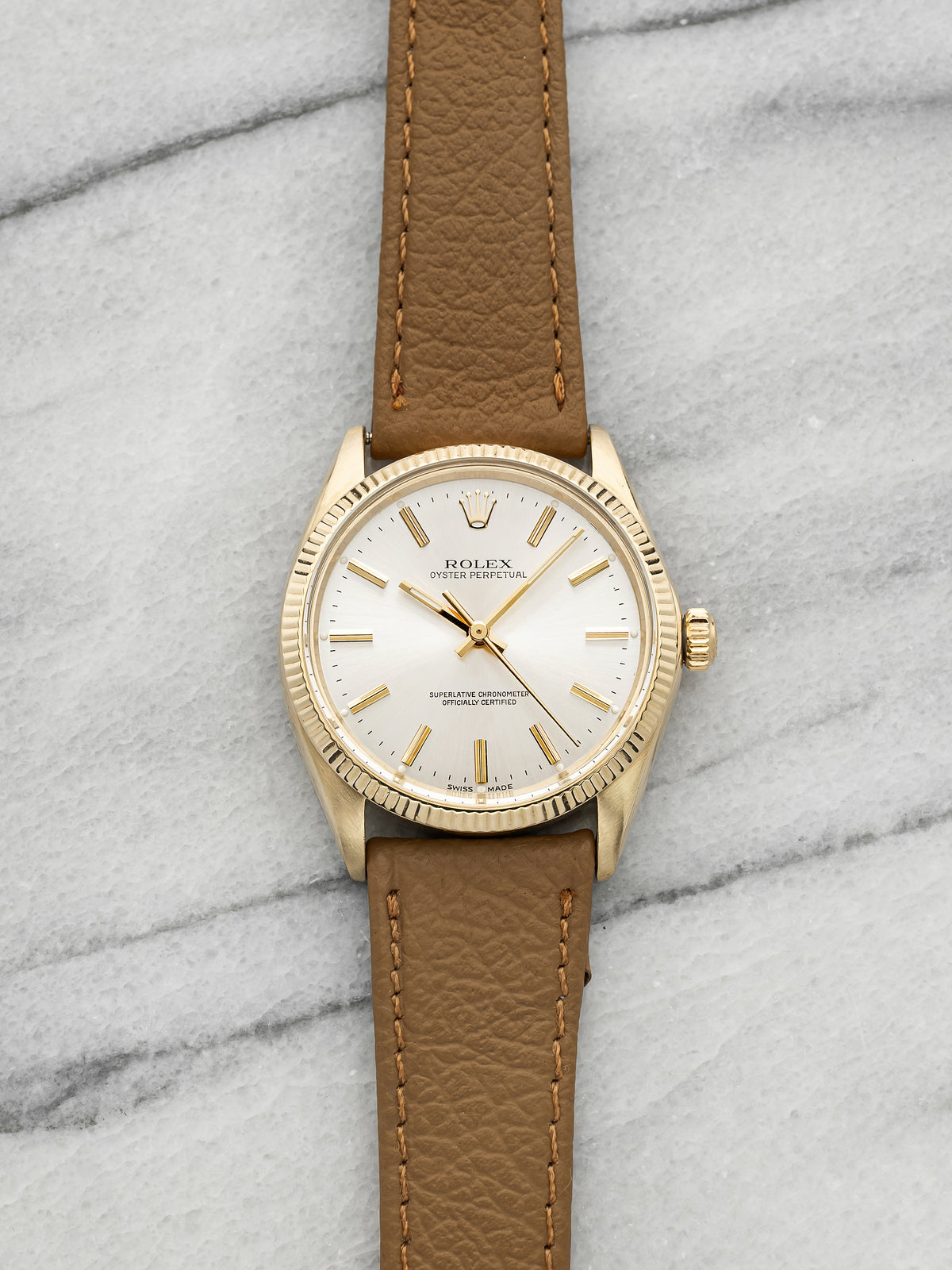 Vintage 1960s Rolex Oyster Perpetual 1005 14K YG Champagne Sunburst Auto 34mm