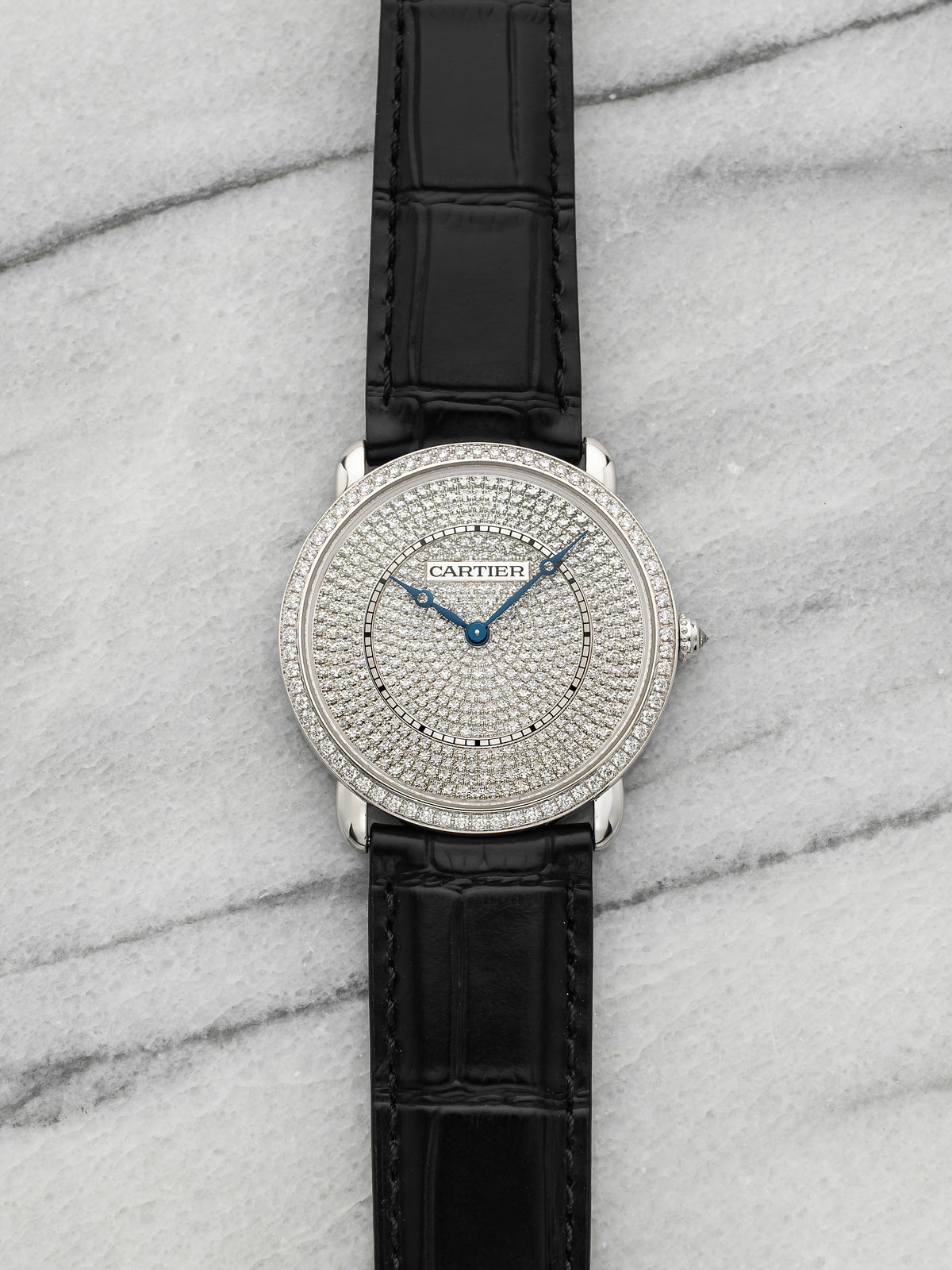 2010s Cartier Ronde de Louis 3361 18K WG Diamond Pave Dial Manual 36mm