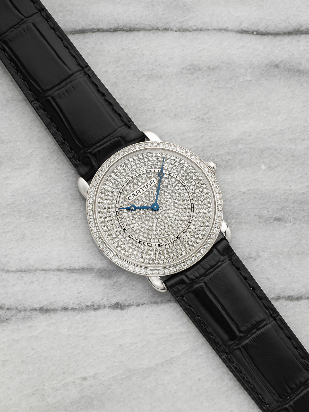 2010s Cartier Ronde de Louis 3361 18K WG Diamond Pave Dial Manual 36mm