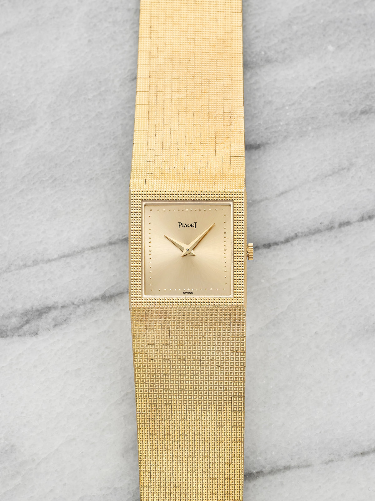 Vintage 1980s Piaget Ultra Thin Integrated 18K YG Champagne Dial Manual 23mm