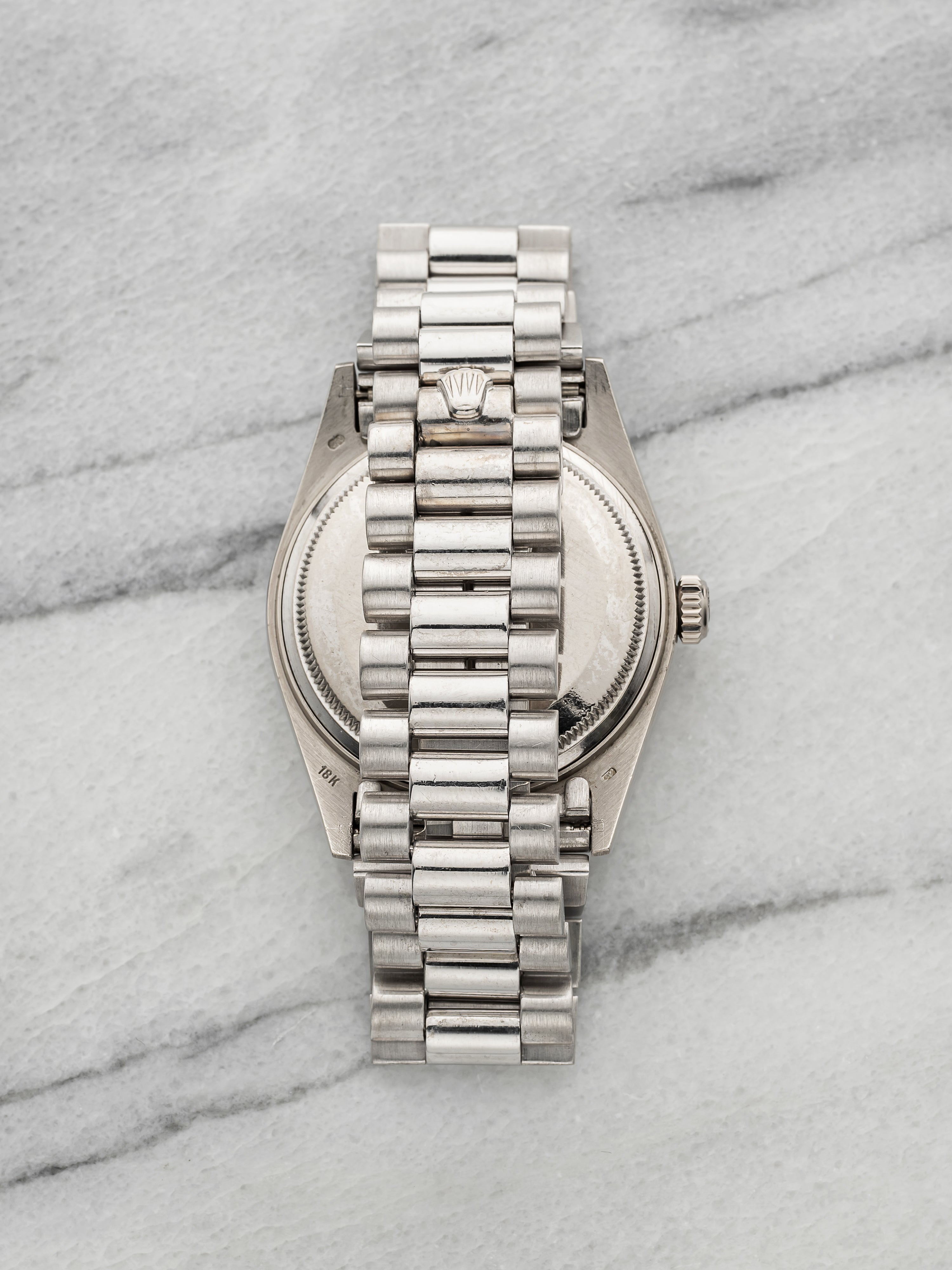 Vintage 1989 Rolex Day-Date 18039 18K White Gold Silver Diamond Dial Auto 36mm