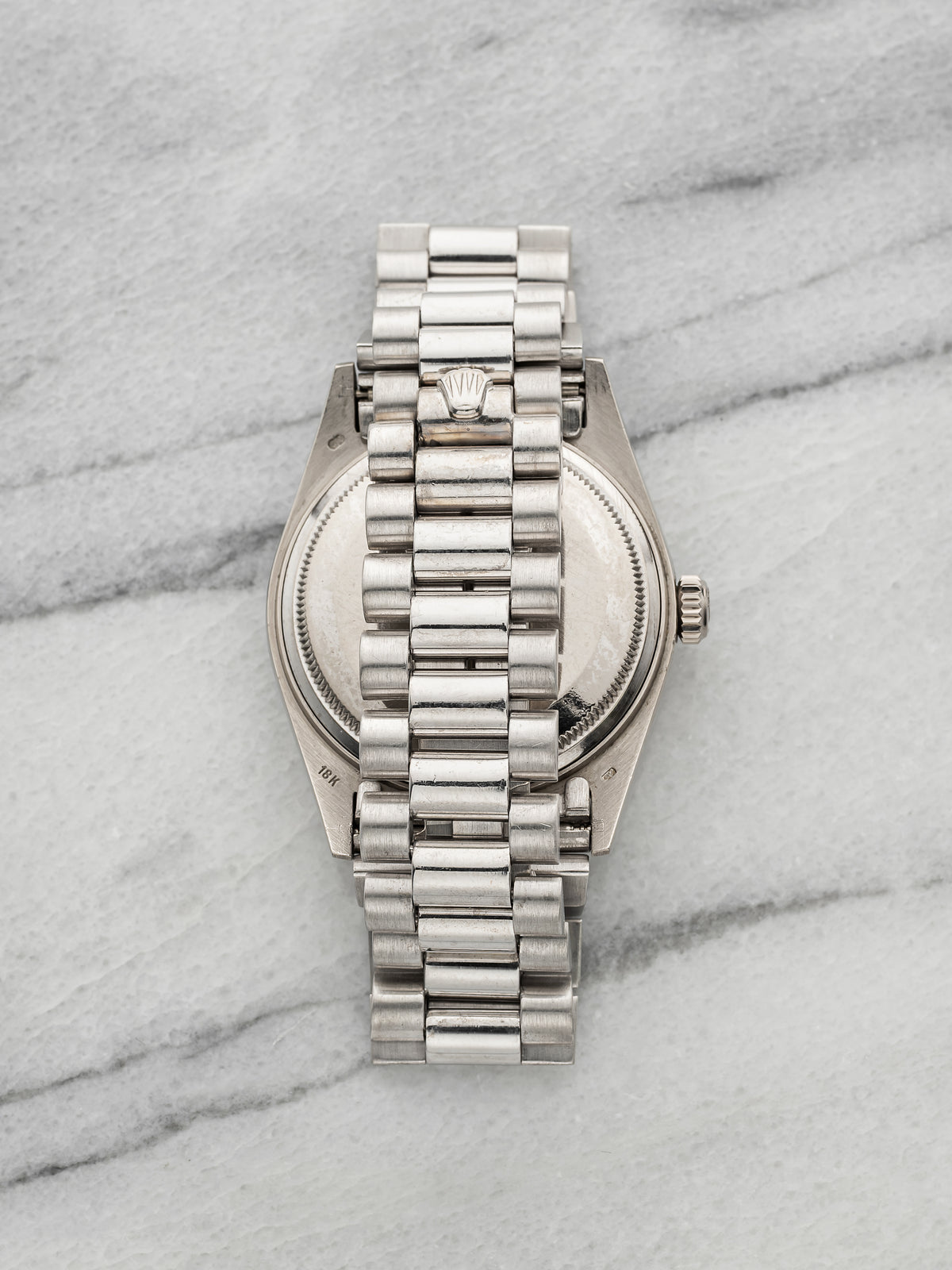 Vintage 1989 Rolex Day-Date 18039 18K White Gold Silver Diamond Dial Auto 36mm