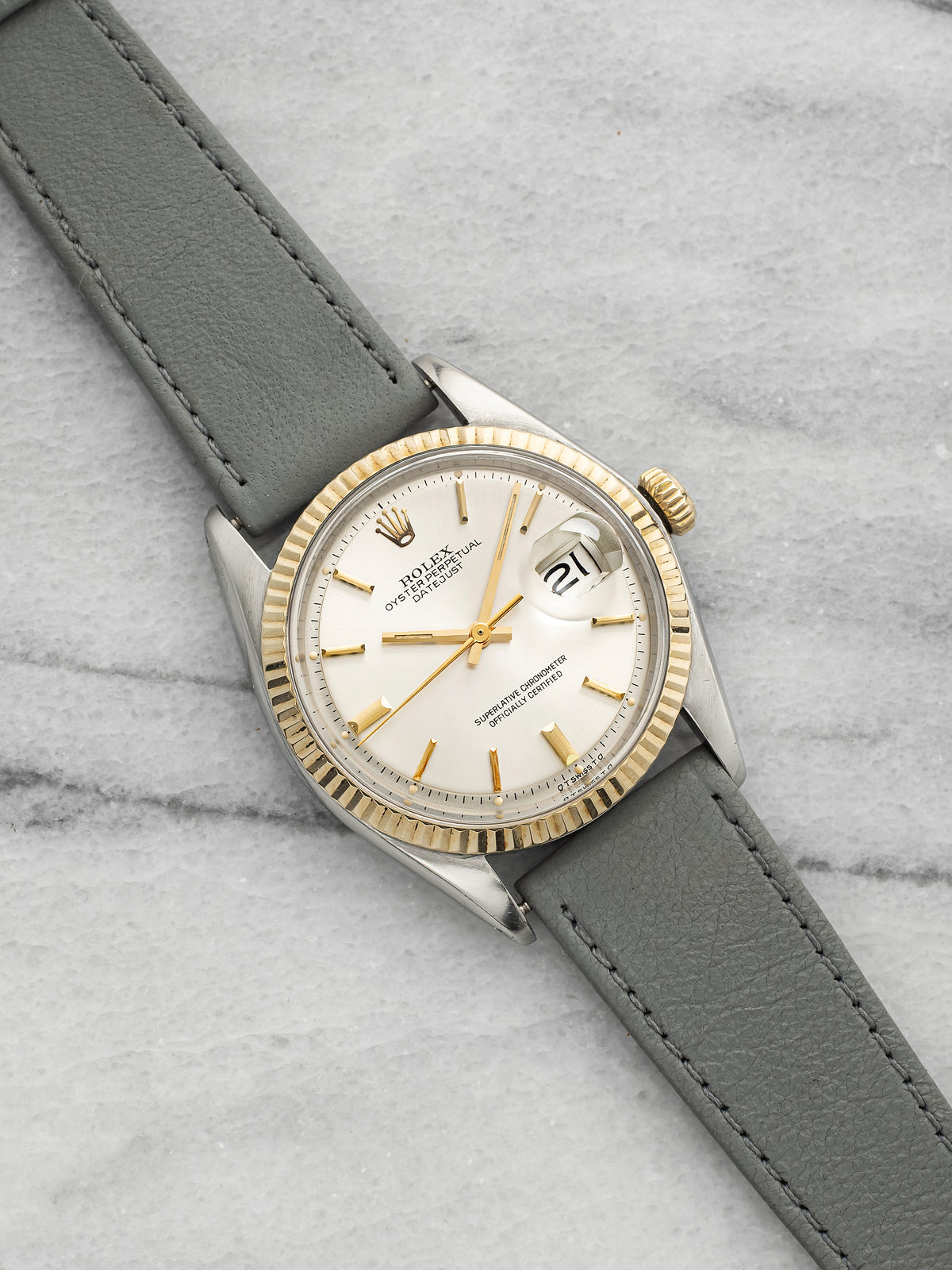 Vintage 1973 Rolex Datejust 1601 Two-Tone Silver Sunburst Dial Auto 36mm