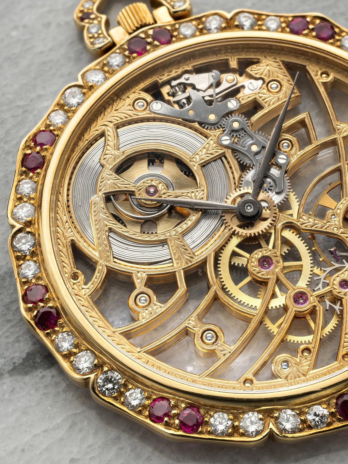 Vintage 1980s Audemars Piguet Pocket Watch BA35729 18K YG Diamond Ruby 45mm