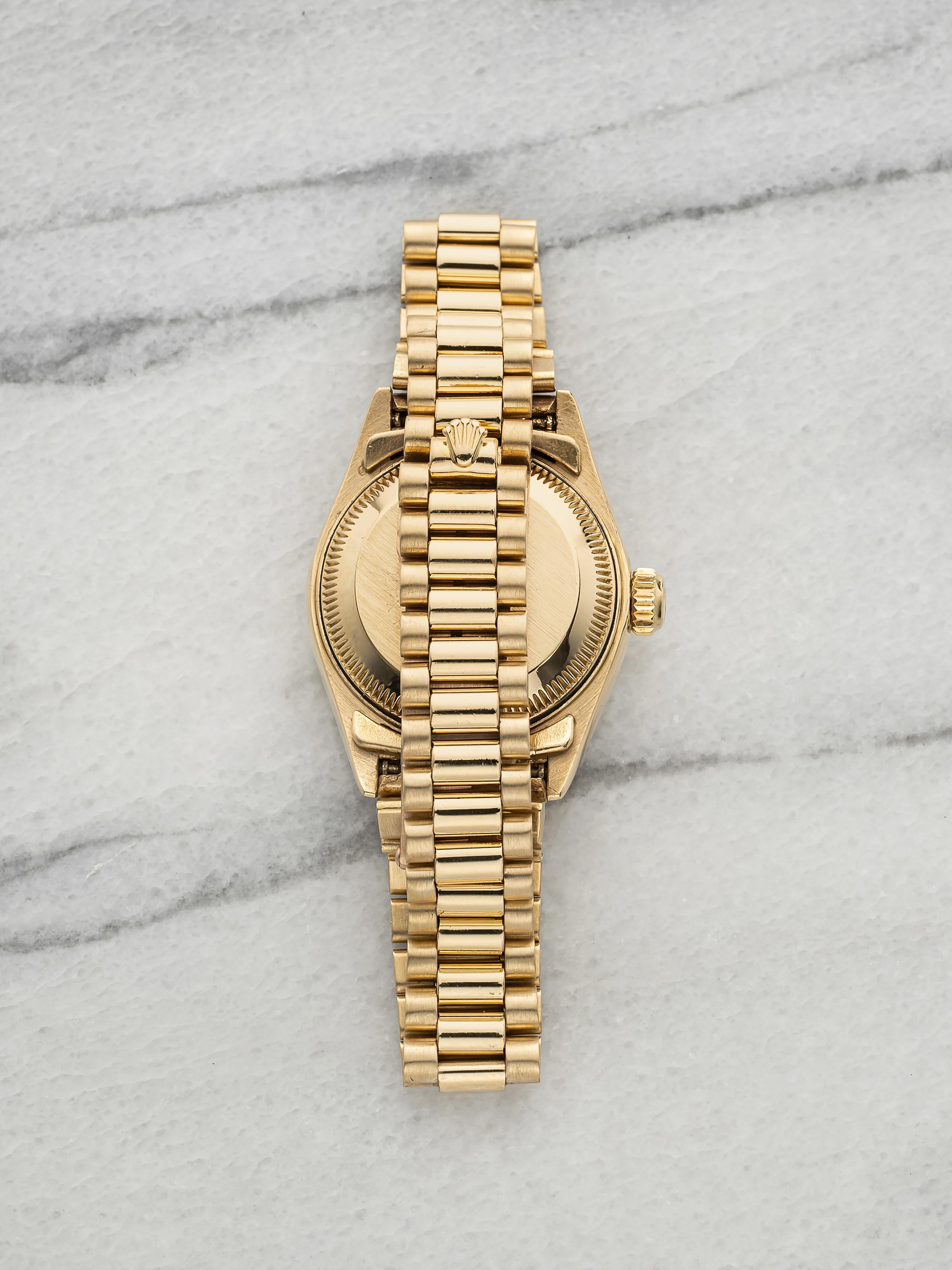 Vintage 1986 Rolex Lady Datejust 69178 18K YG Birch Wood Dial Auto 26mm