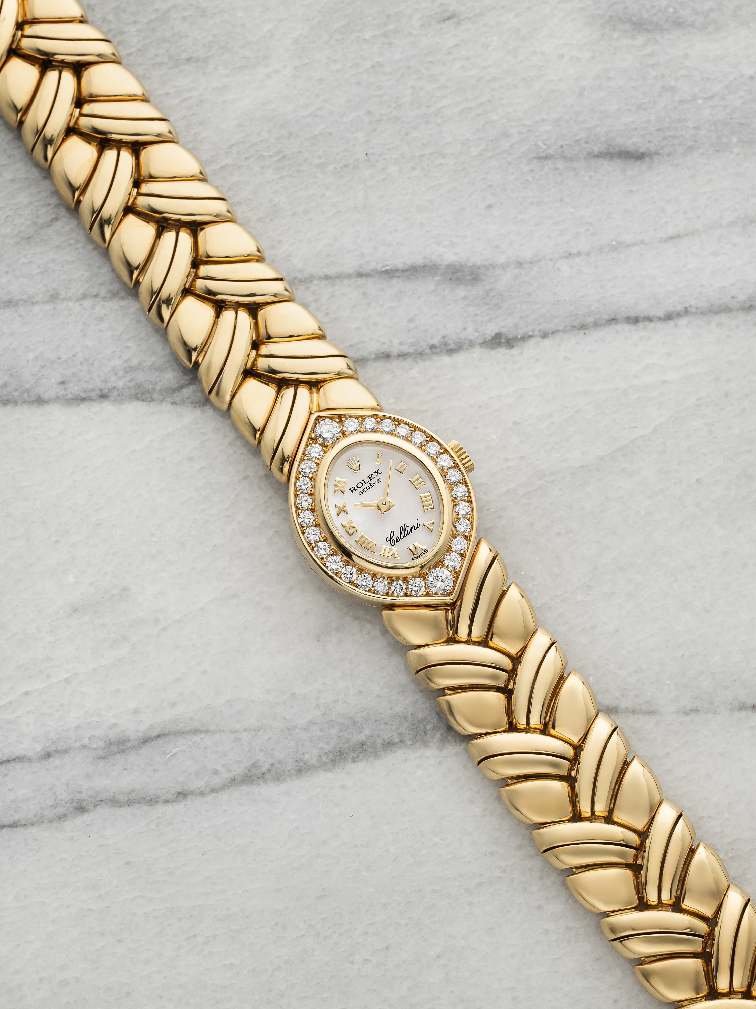 Vintage 1990 Ladies Rolex Cellini 2722 18K YG Mother of Pearl Dial Manual 22mm