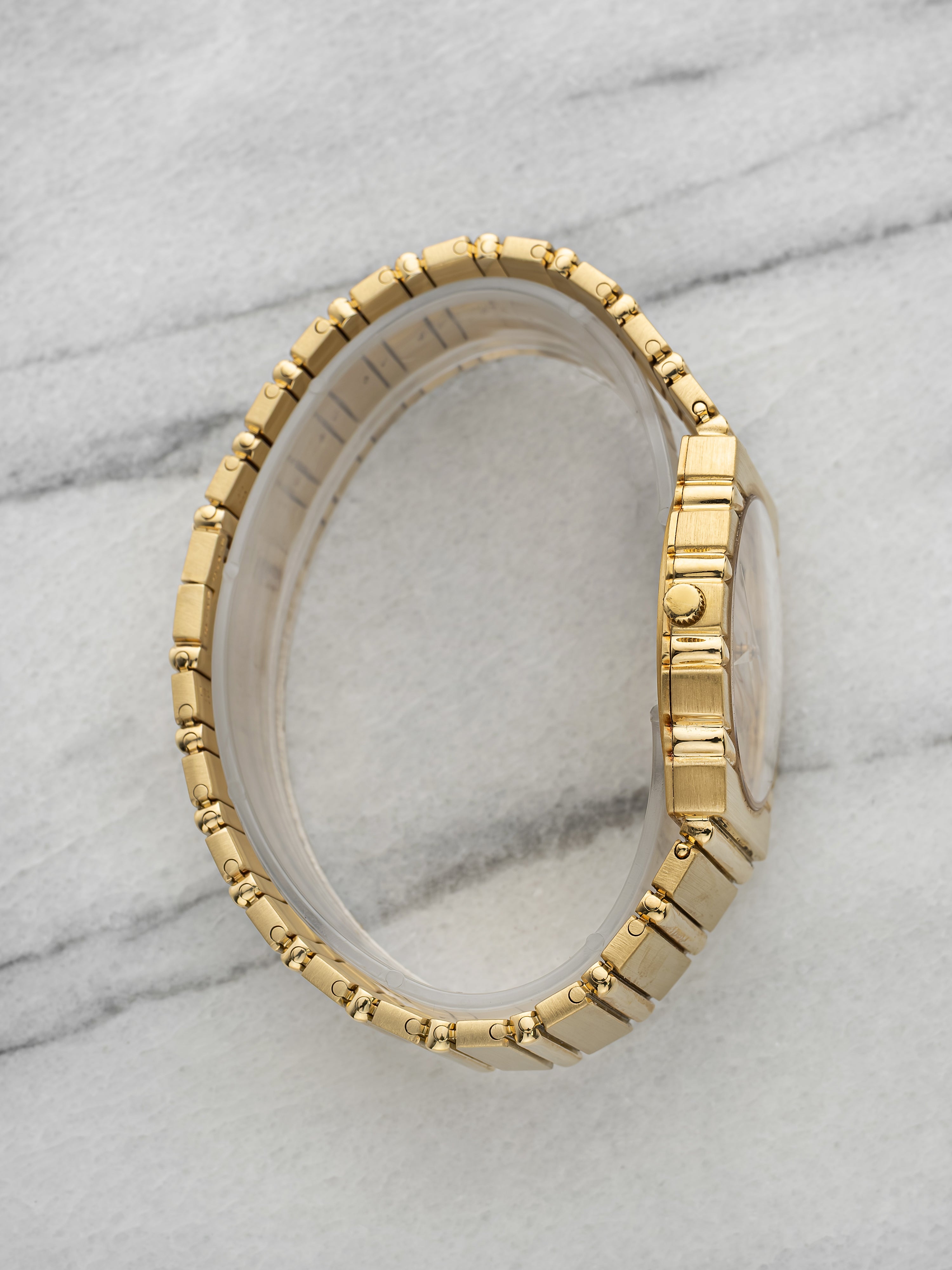 Vintage 1980s Piaget Polo 15562 C701 18K Yellow Gold Champagne Dial Quartz 31mm