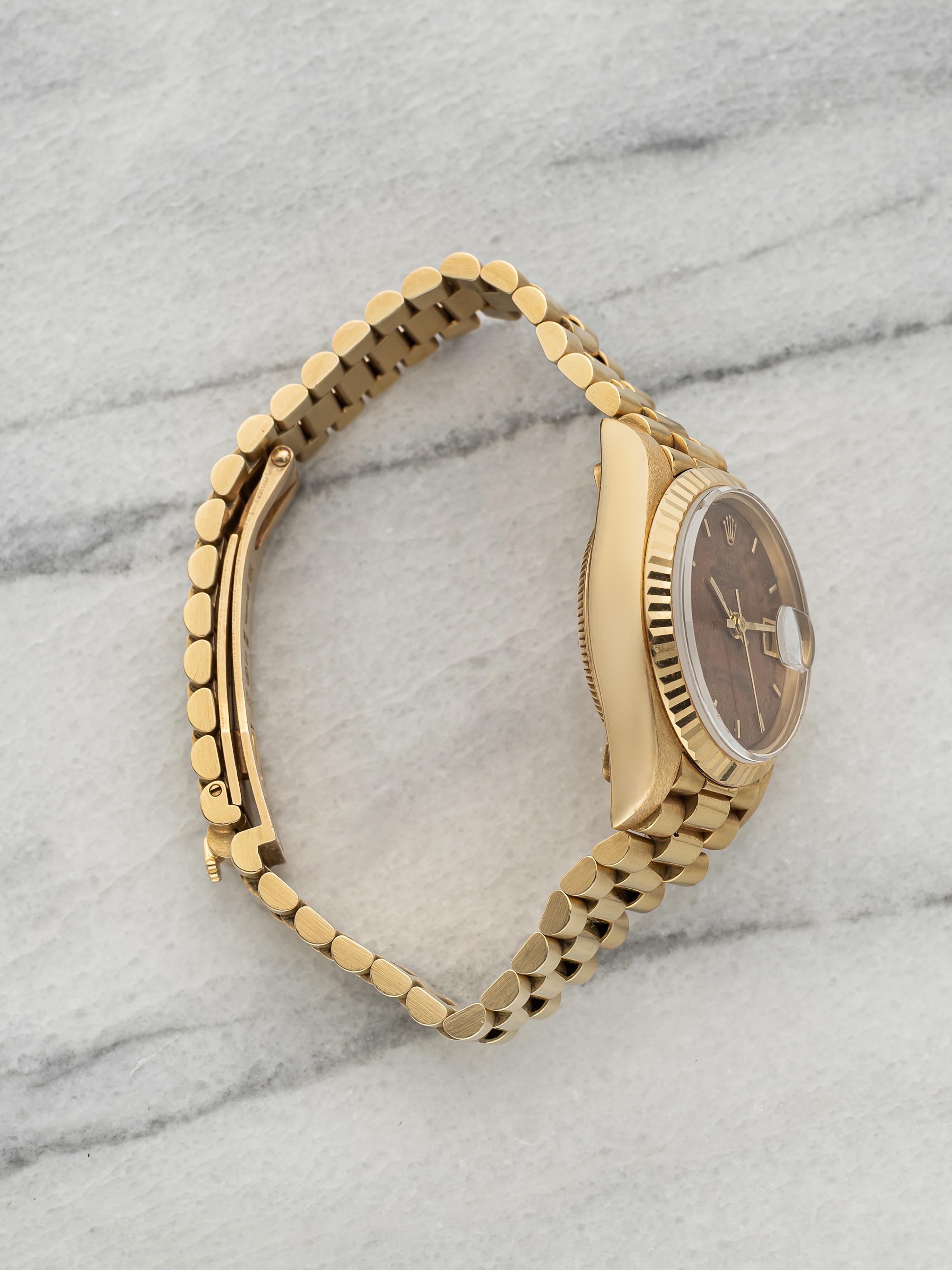 Vintage 1988 Rolex Lady Datejust 69178 18K Yellow Gold Walnut Dial Auto 26mm