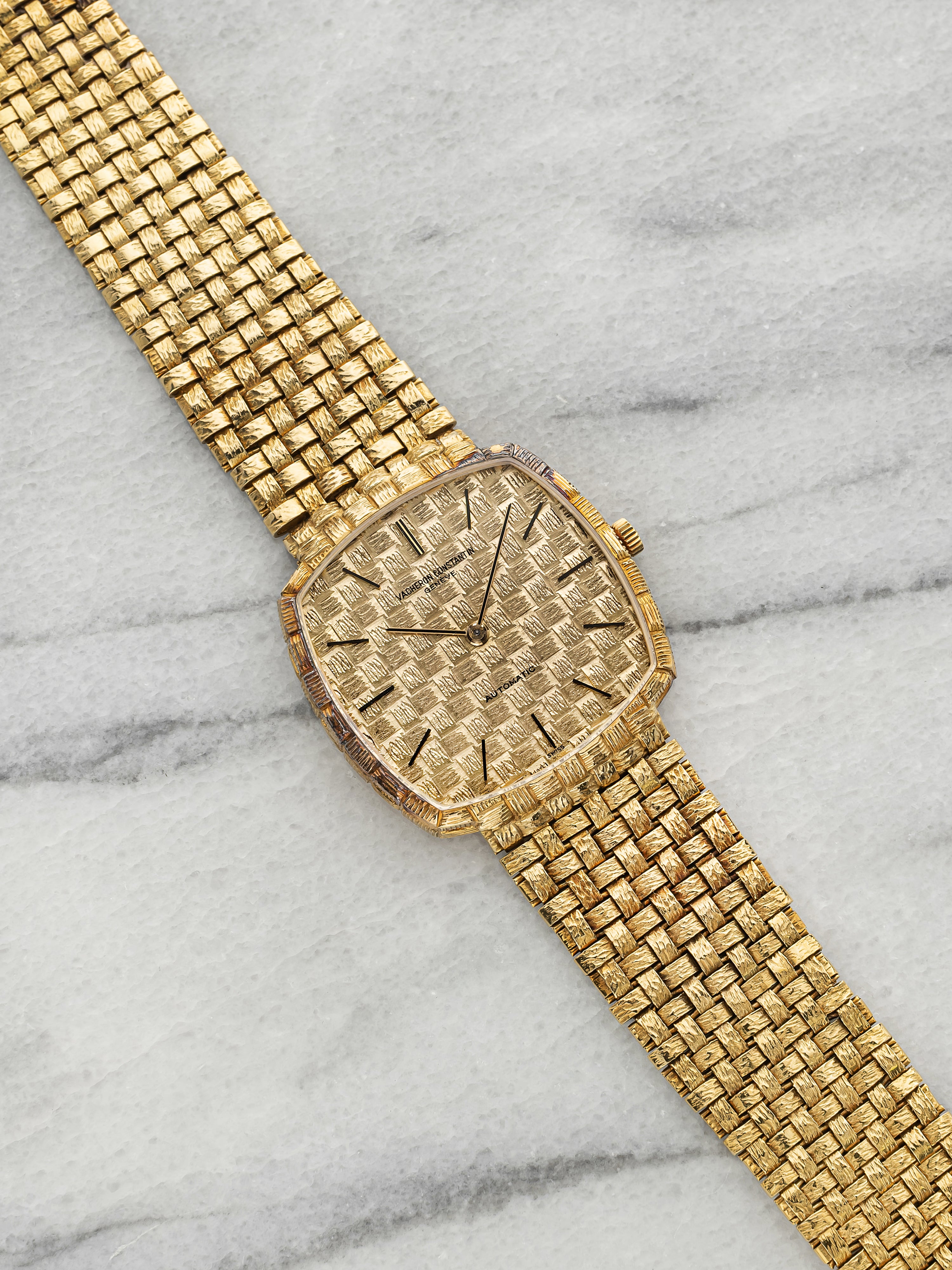 Vintage 1970s Vacheron Constantin 7931 18K YG Basket Weave Dial Auto 31mm