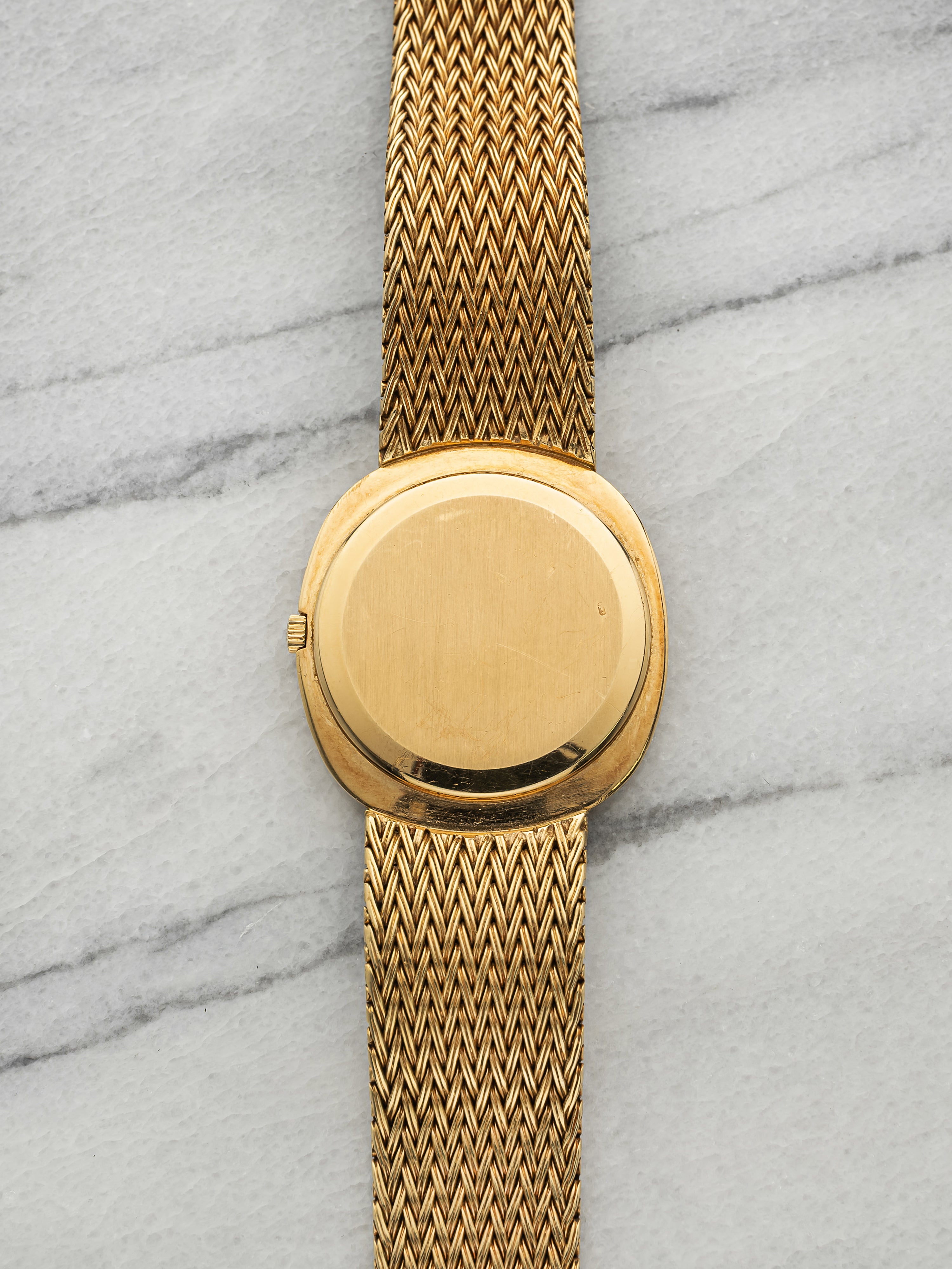 Vintage 1970s Patek Philippe Ellipse 3589/1 18K Yellow Gold Blue Dial Auto 33mm