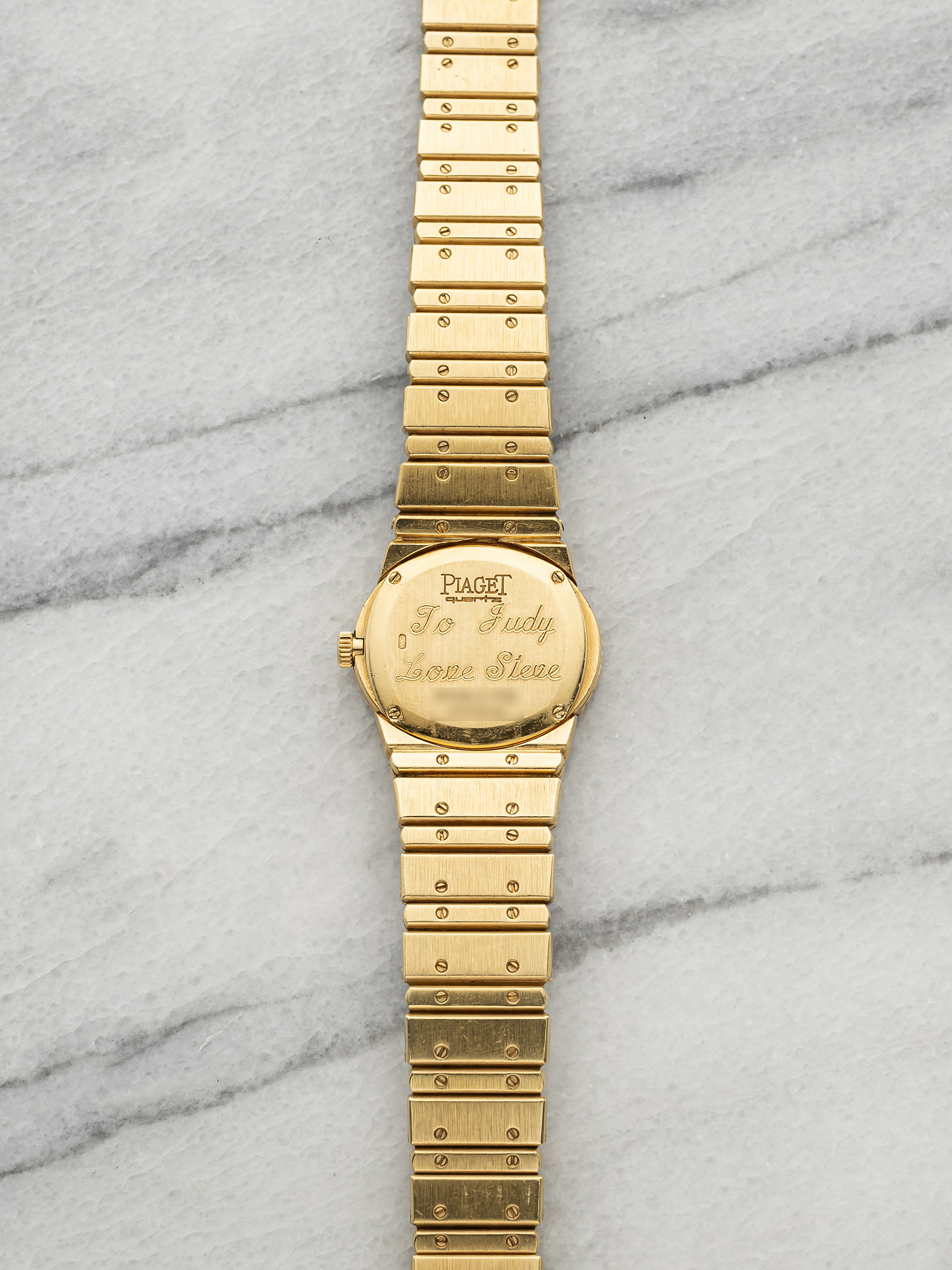 Vintage 1970s Piaget Lady Polo 8306 C702 18K YG MoP Diamond Dial Quartz 22mm