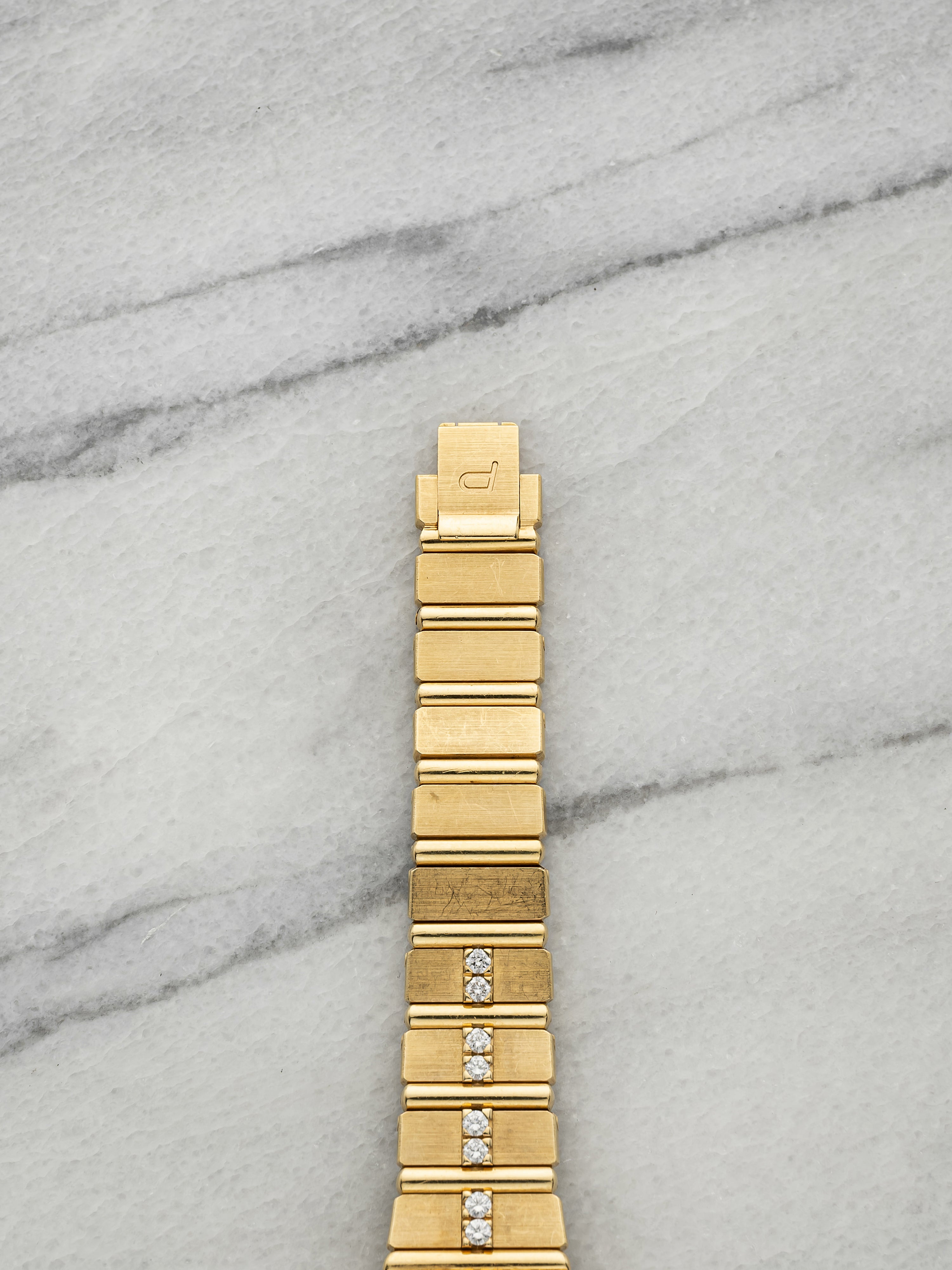 Vintage 1970s Piaget Lady Polo 8306 C702 18K YG MoP Diamond Dial Quartz 22mm