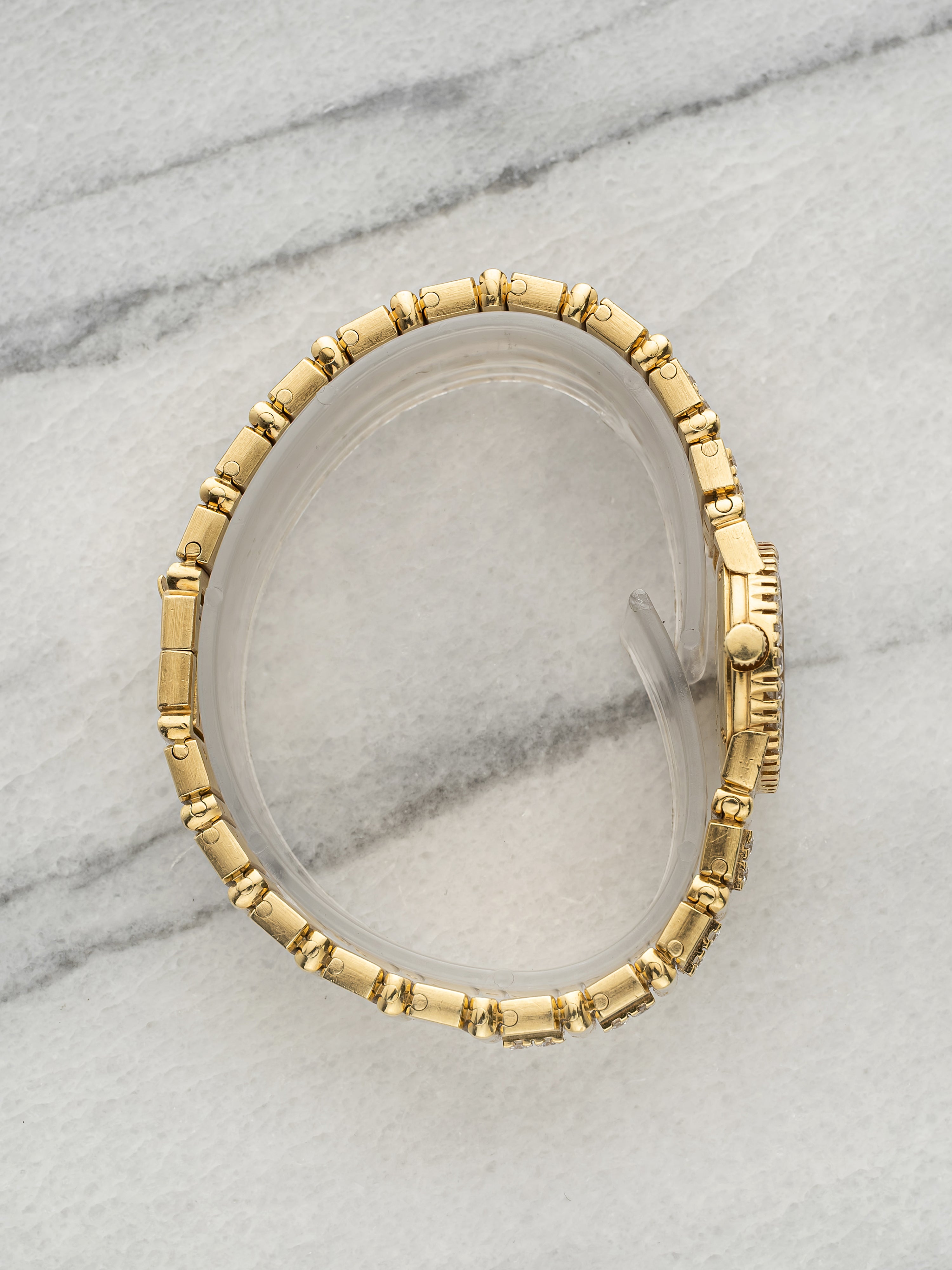 Vintage 1970s Piaget Lady Polo 8306 C702 18K YG MoP Diamond Dial Quartz 22mm