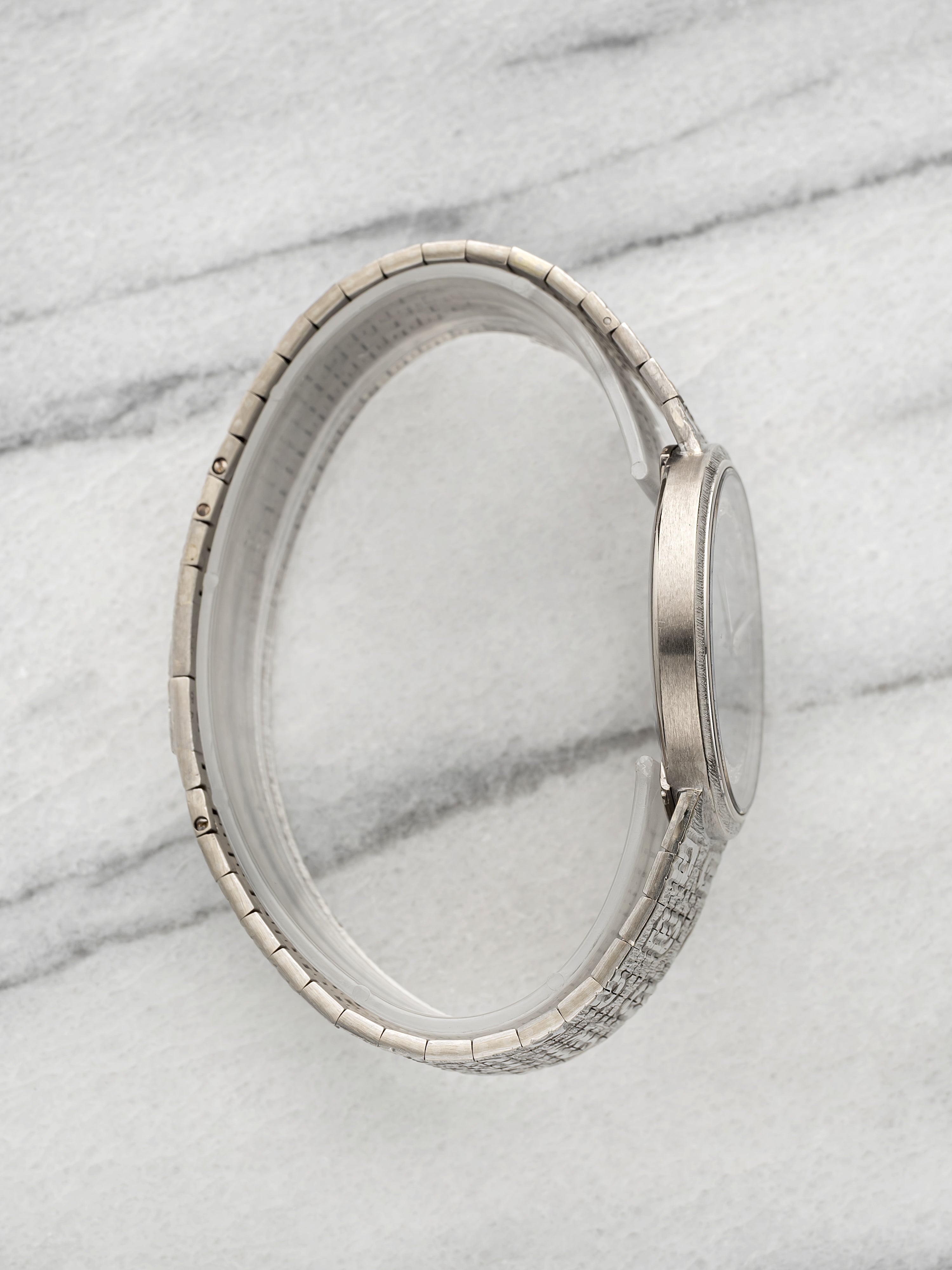 Vintage 1975 Piaget Tuxedo 12343A15 18K White Gold Onyx Diamond Dial Auto 34mm