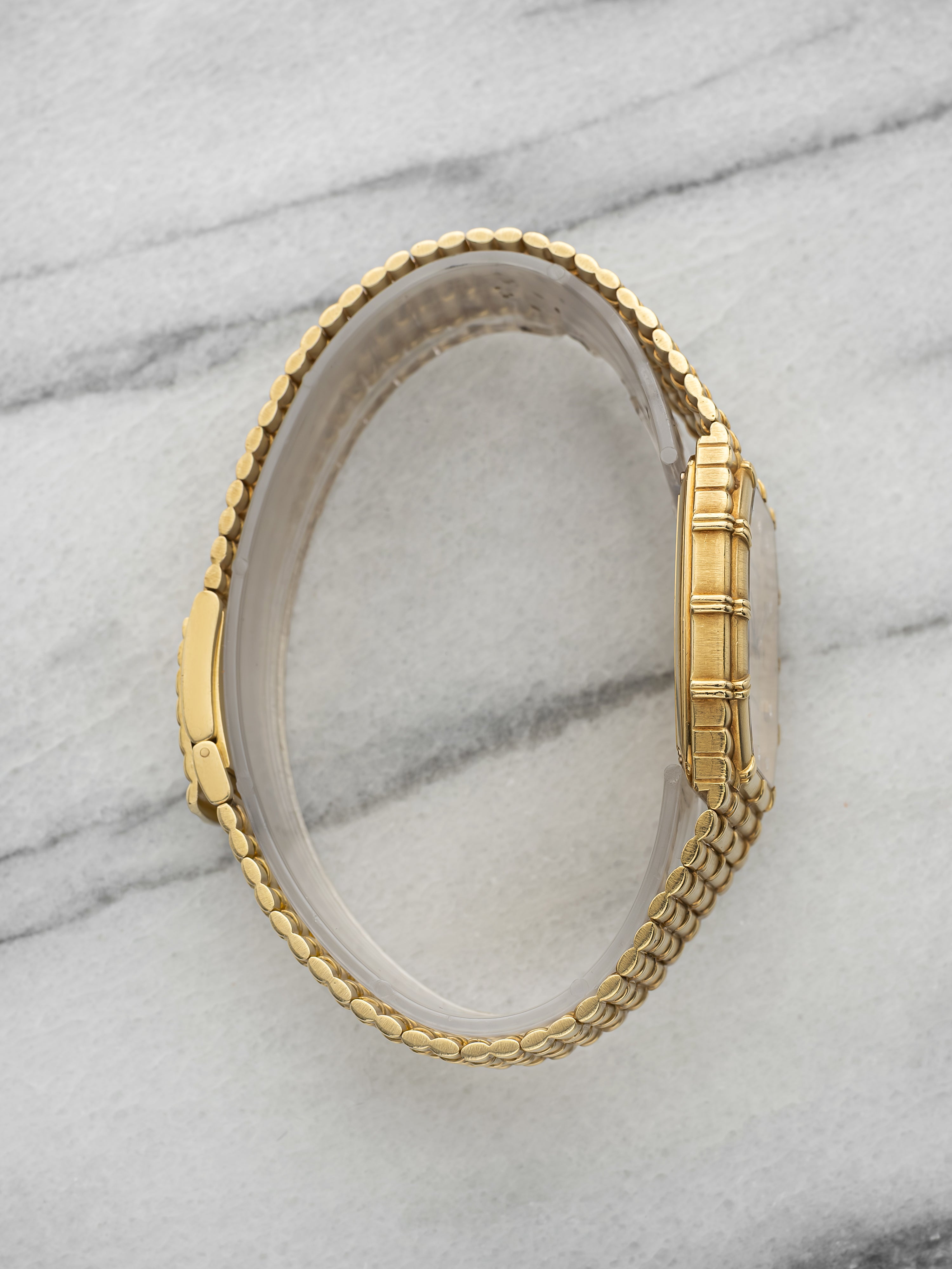 Vintage 1980s Audemars Piguet Bamboo Date 18K YG Diamond Dial Auto 23mm
