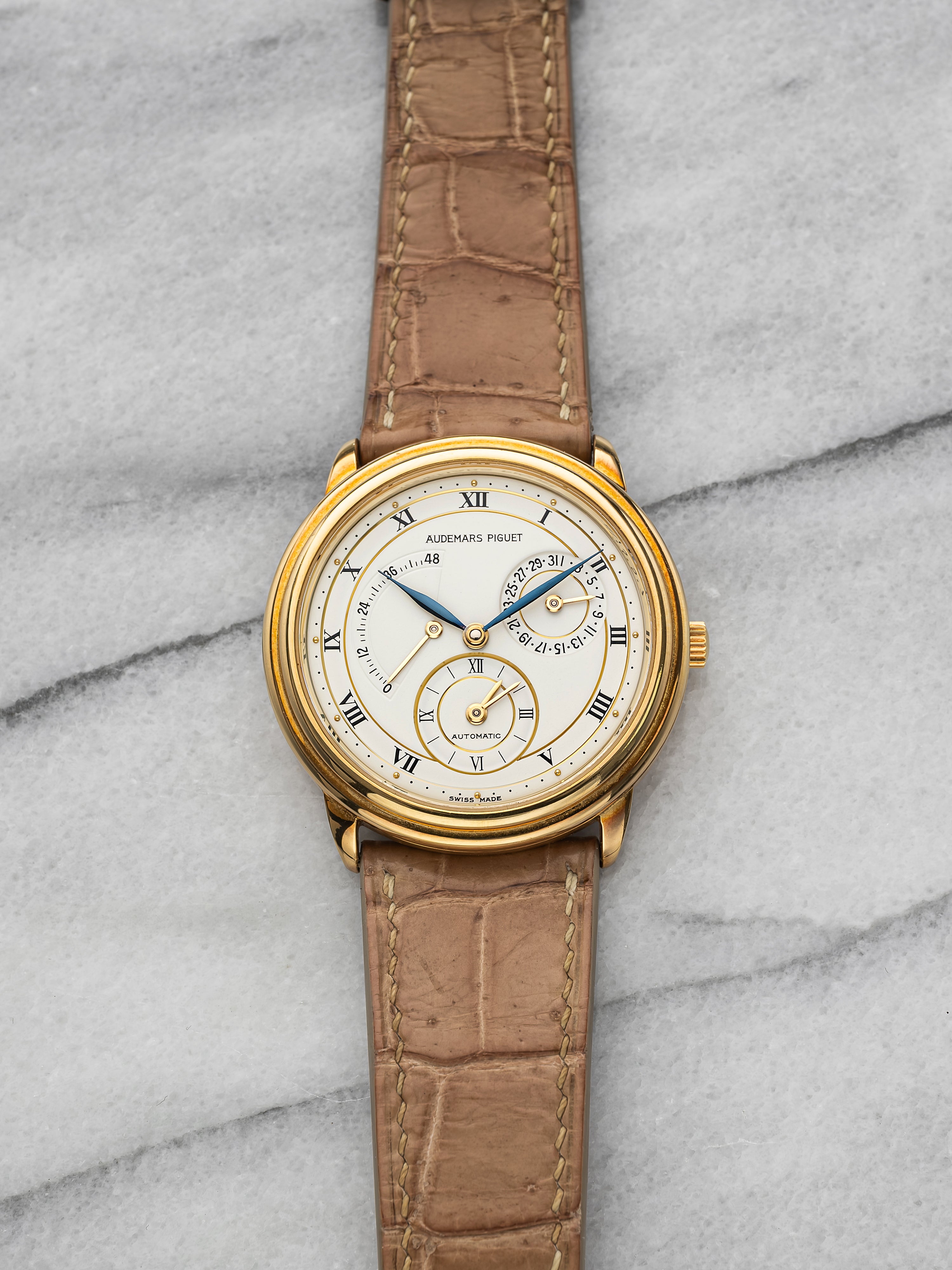 Audemars Piguet Dual Time 25685BA – 18K Yellow Gold, White Dial