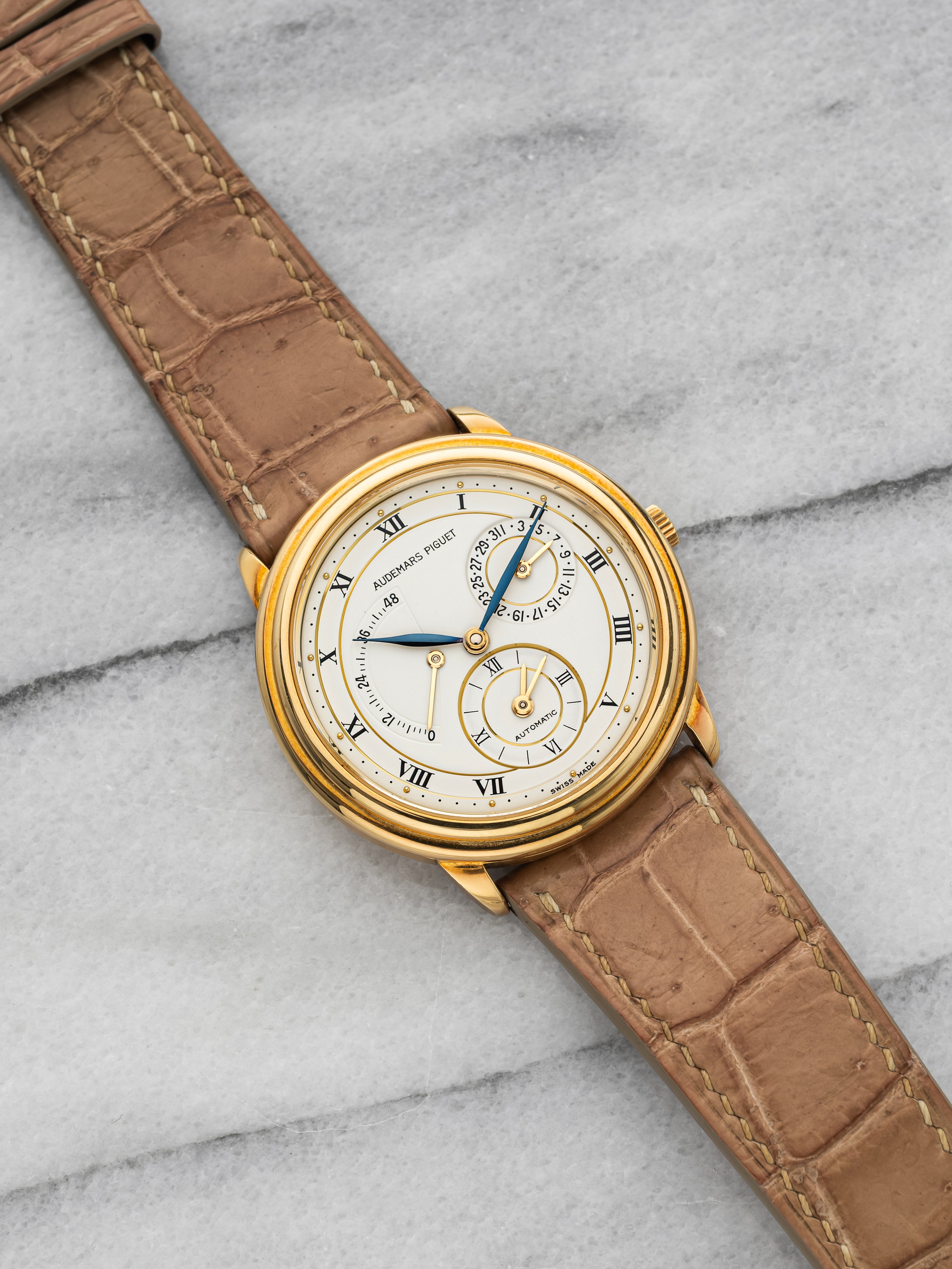 Audemars Piguet Dual Time 25685BA – 18K Yellow Gold, White Dial