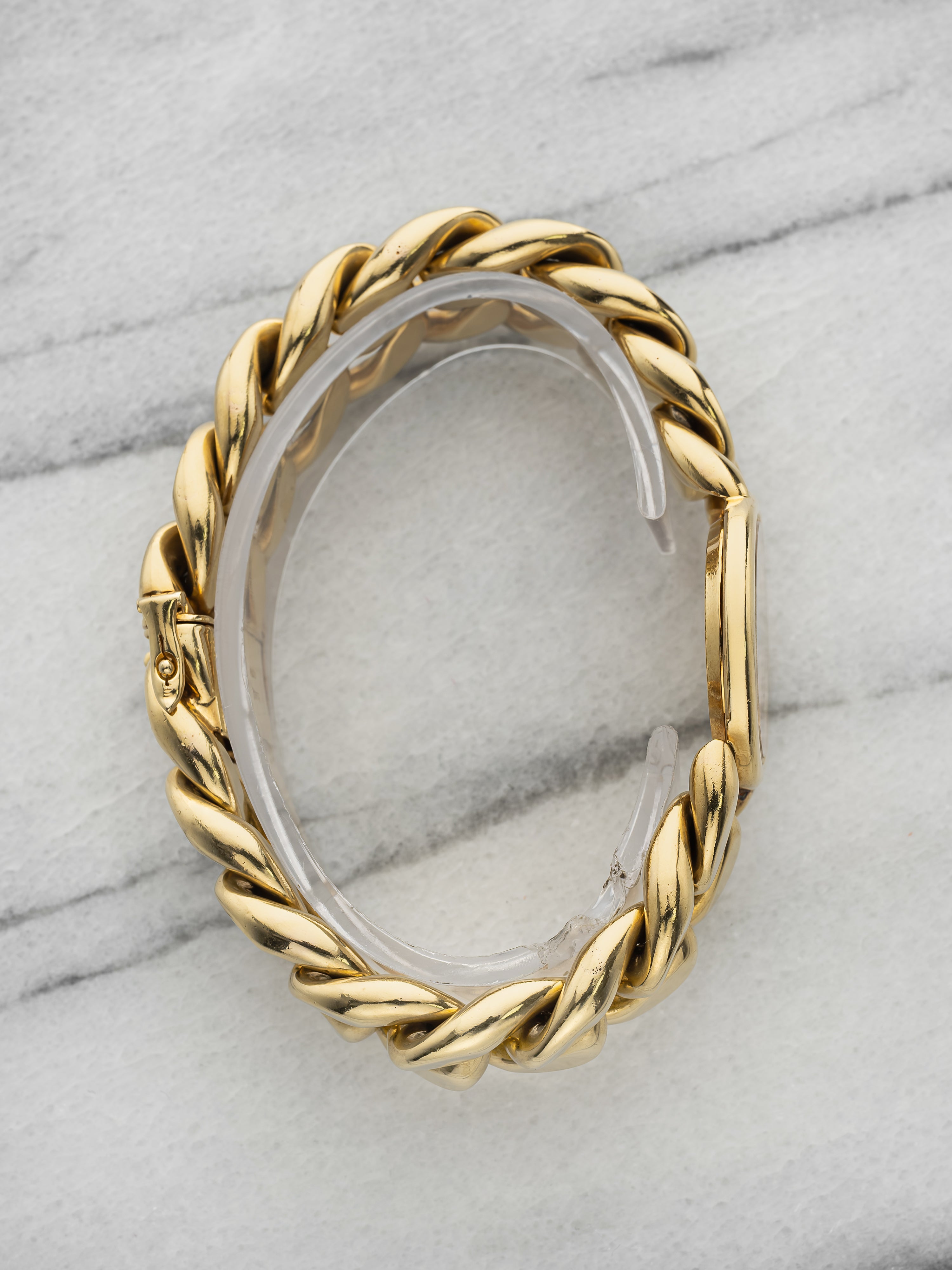Vintage 1970s Piaget Cuban Link 9812 N160 18k Yellow Gold Foil Dial Manual 24 mm