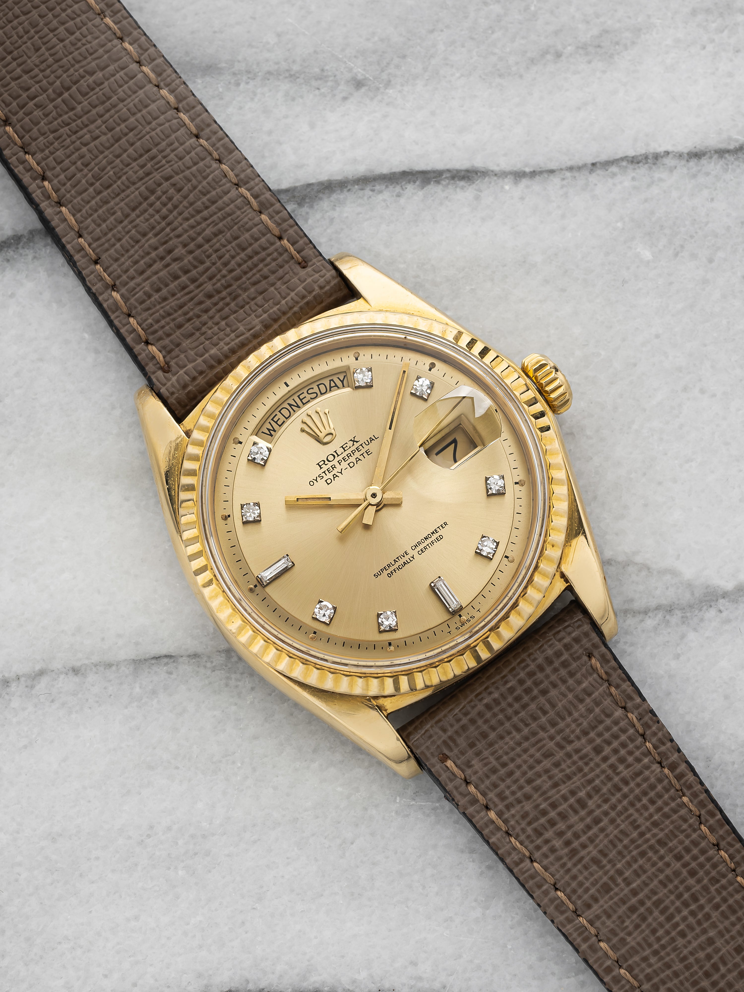 1971 Rolex Day-Date 36 1803 – 18K Yellow Gold, Champagne Diamond Dial