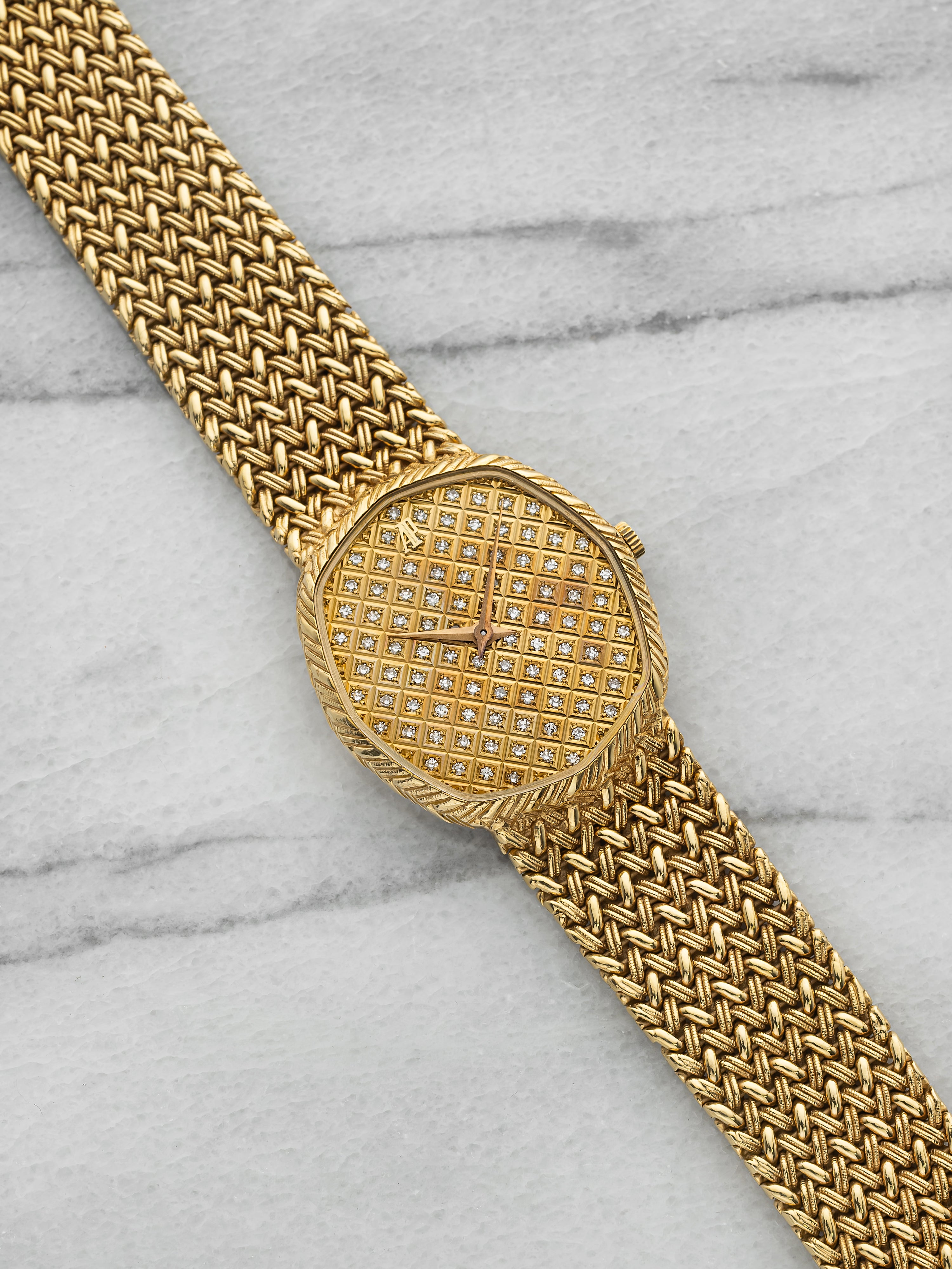 Vintage 1985 Audemars Piguet Octagon 14439BA 18K YG Diamond Dial Quartz 29 mm