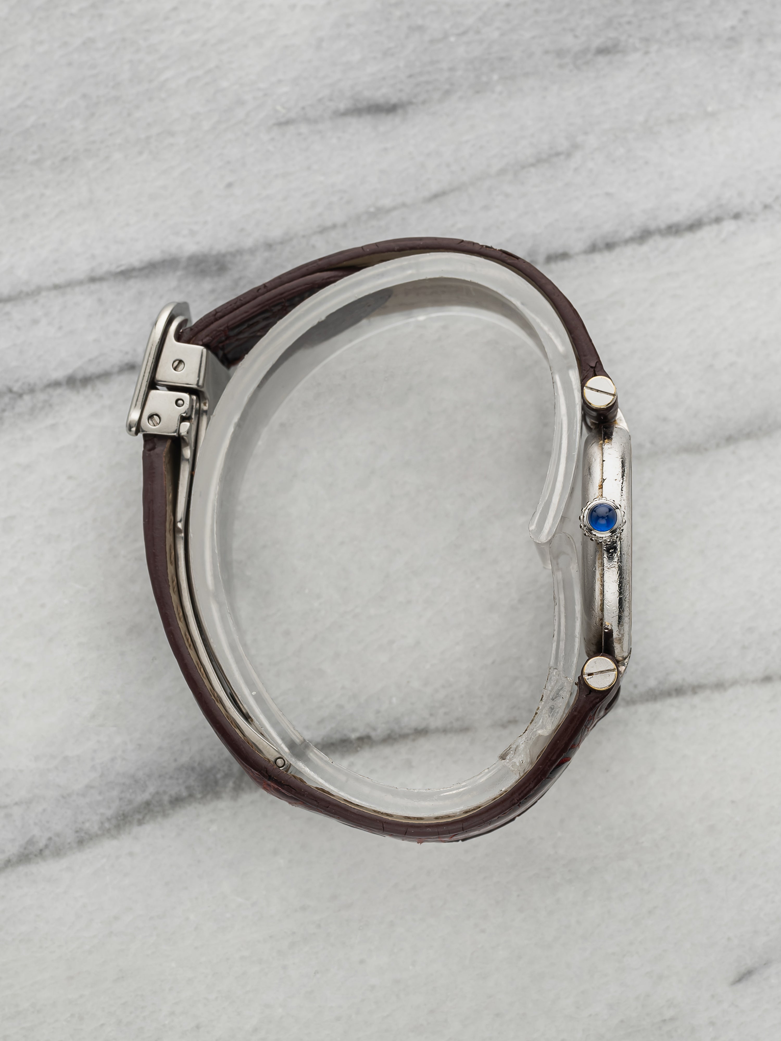 Vintage 1990s Cartier Lady Must Vendome 1850 Sterling Silver Roman Quartz 24mm