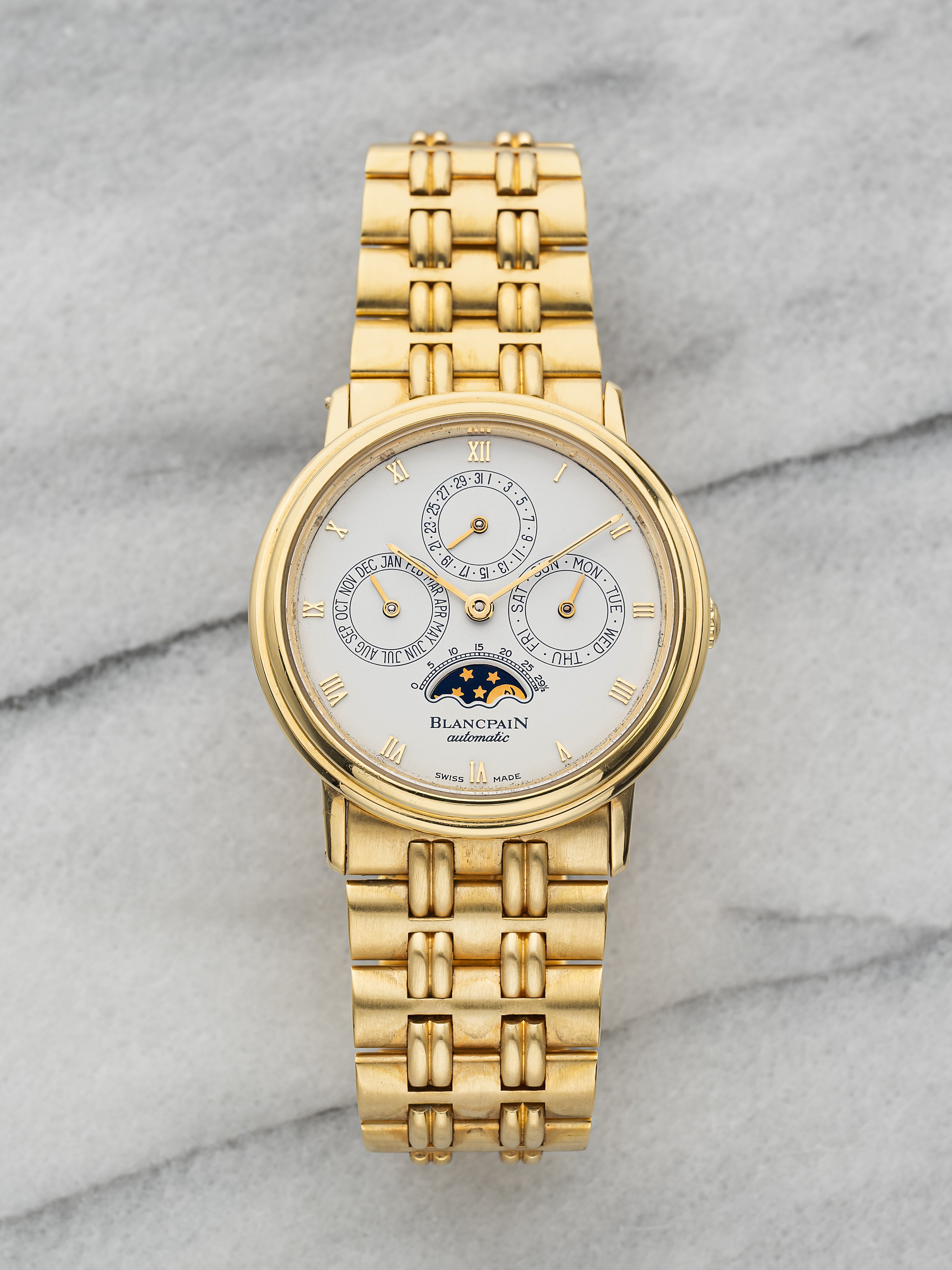 Blancpain Villeret Perpetual 5395-1318 – 18K Yellow Gold White Moonphase Dial