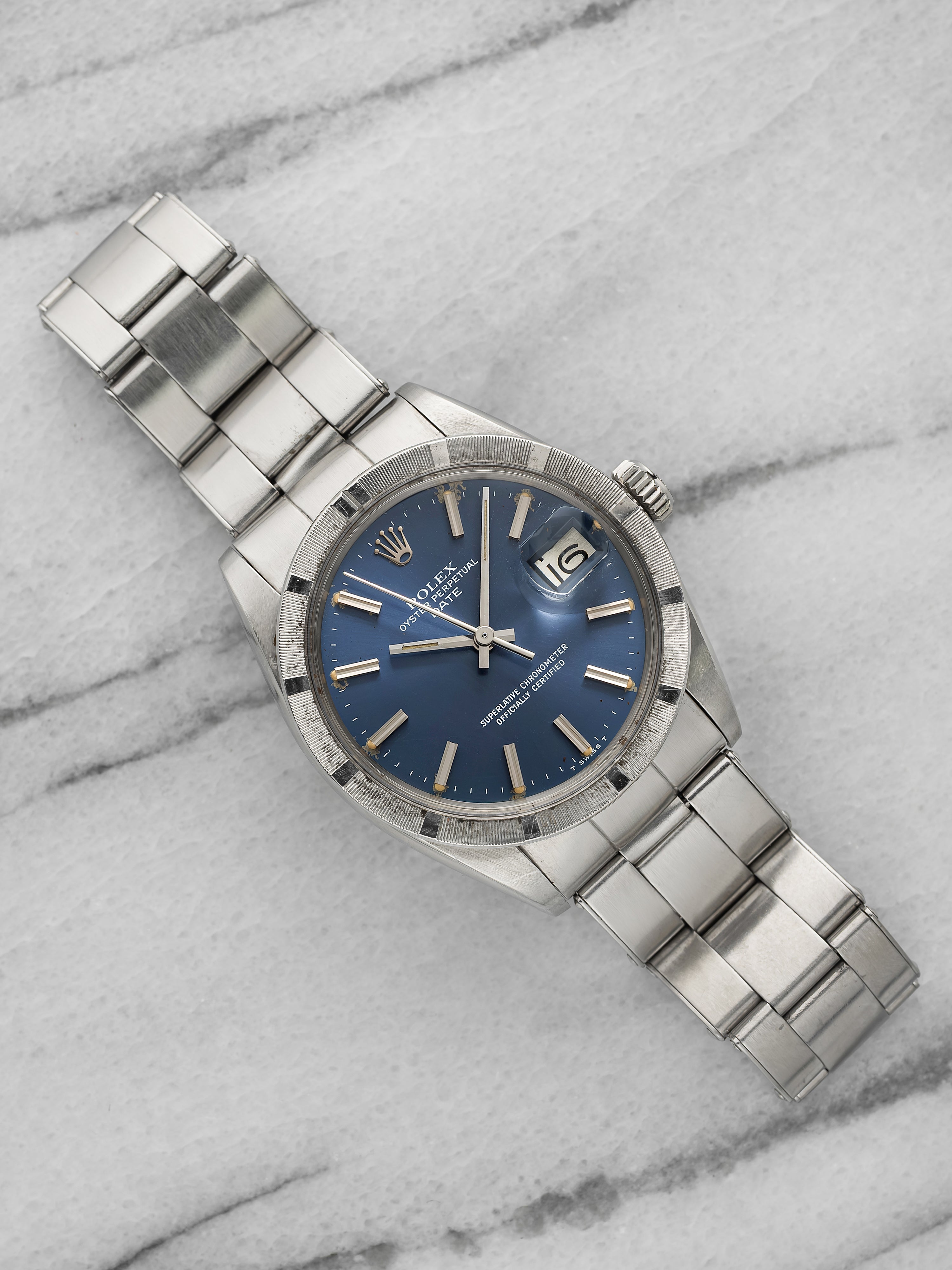 1969 Rolex Oyster Perpetual Date 1501 Stainless Steel Dark Blue Dial Auto 34mm