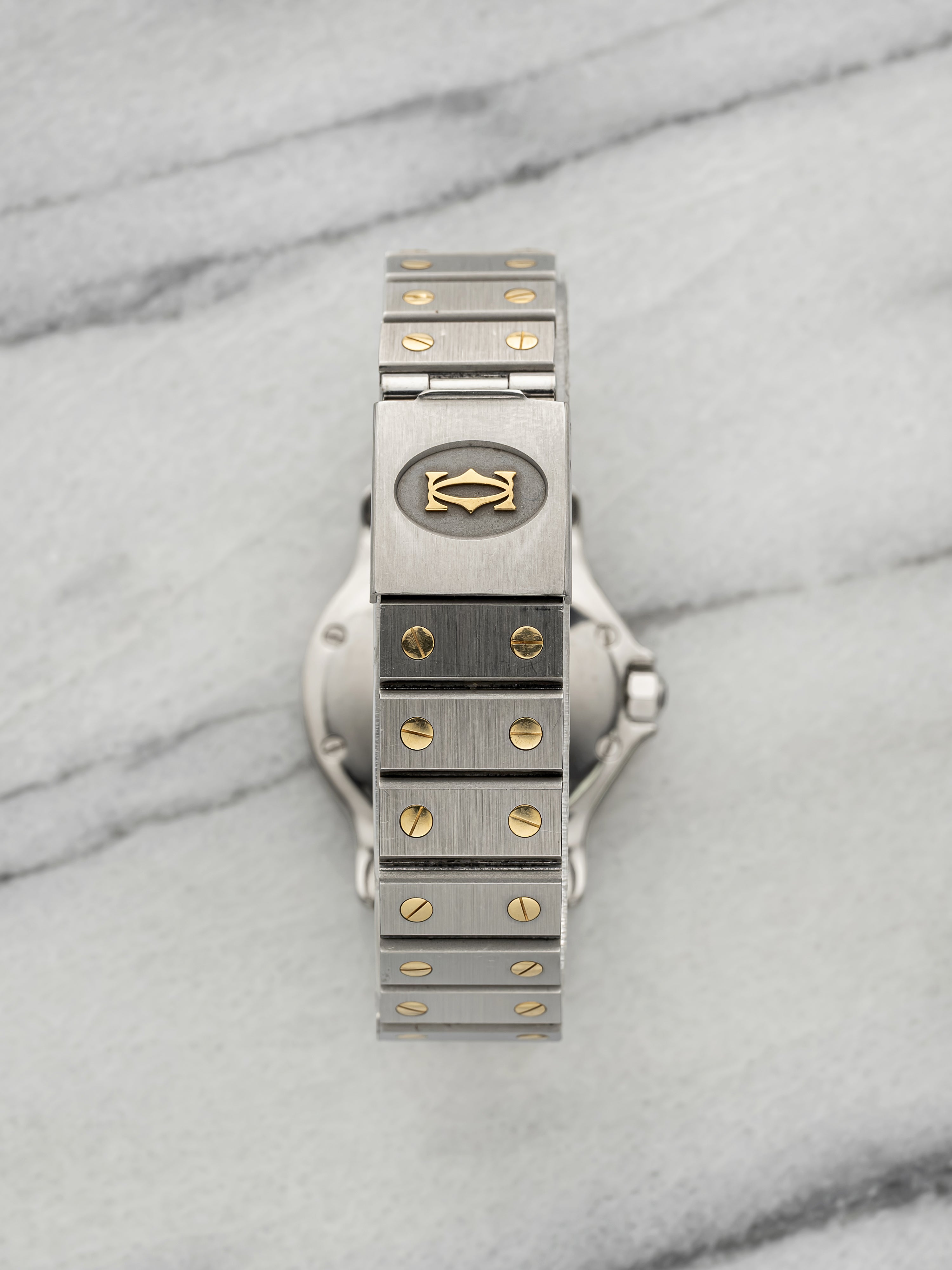 Vintage 1990s Cartier Santos Octagonal 2966 Two-Tone White Roman Dial Auto 30mm