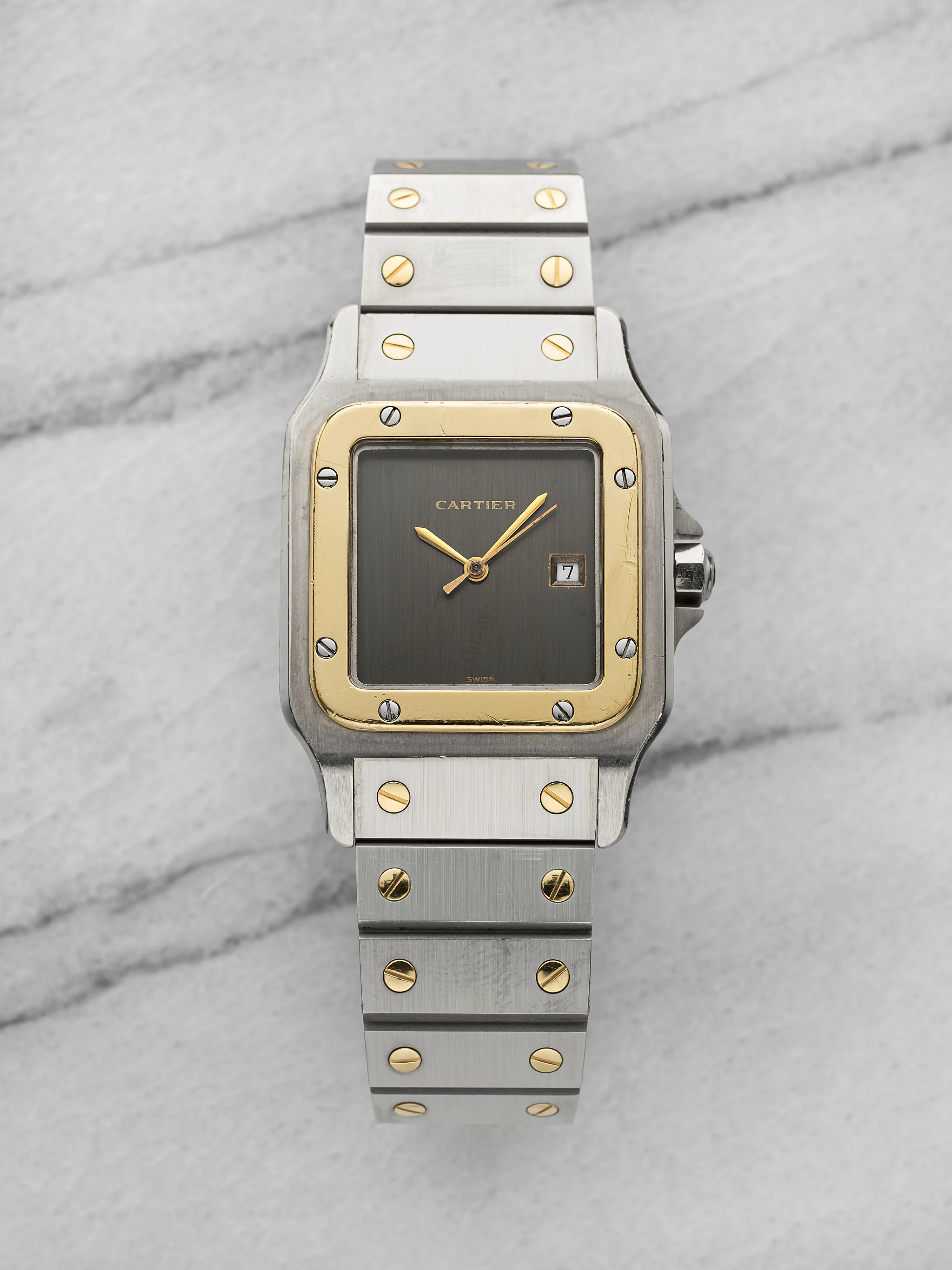 Vintage 1979 Cartier Santos 2961 Two-Tone Ghost Dial Automatic 24x35mm