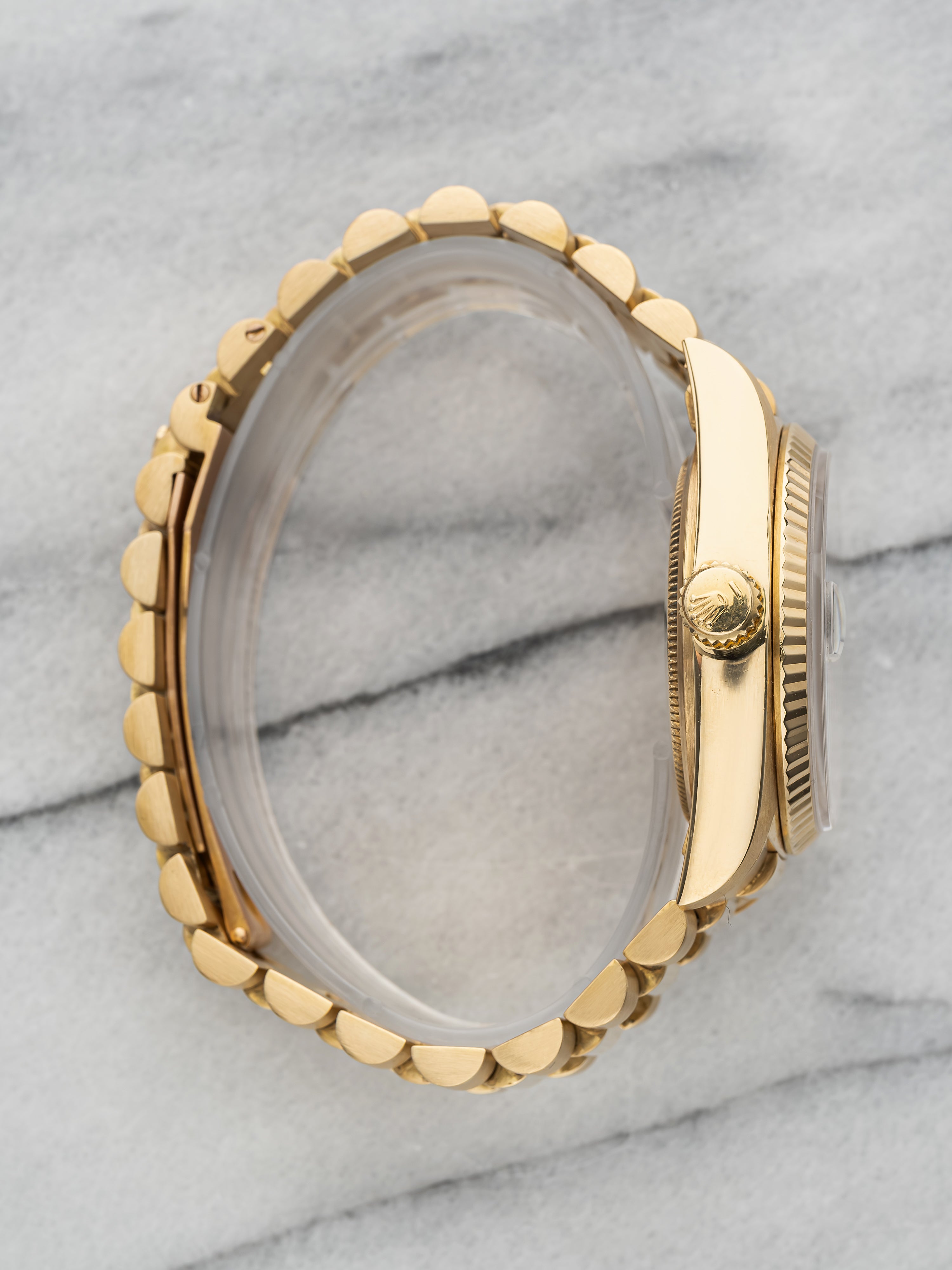 1985 Rolex Day-Date 18038 - Yellow Gold Black Diamond Dial
