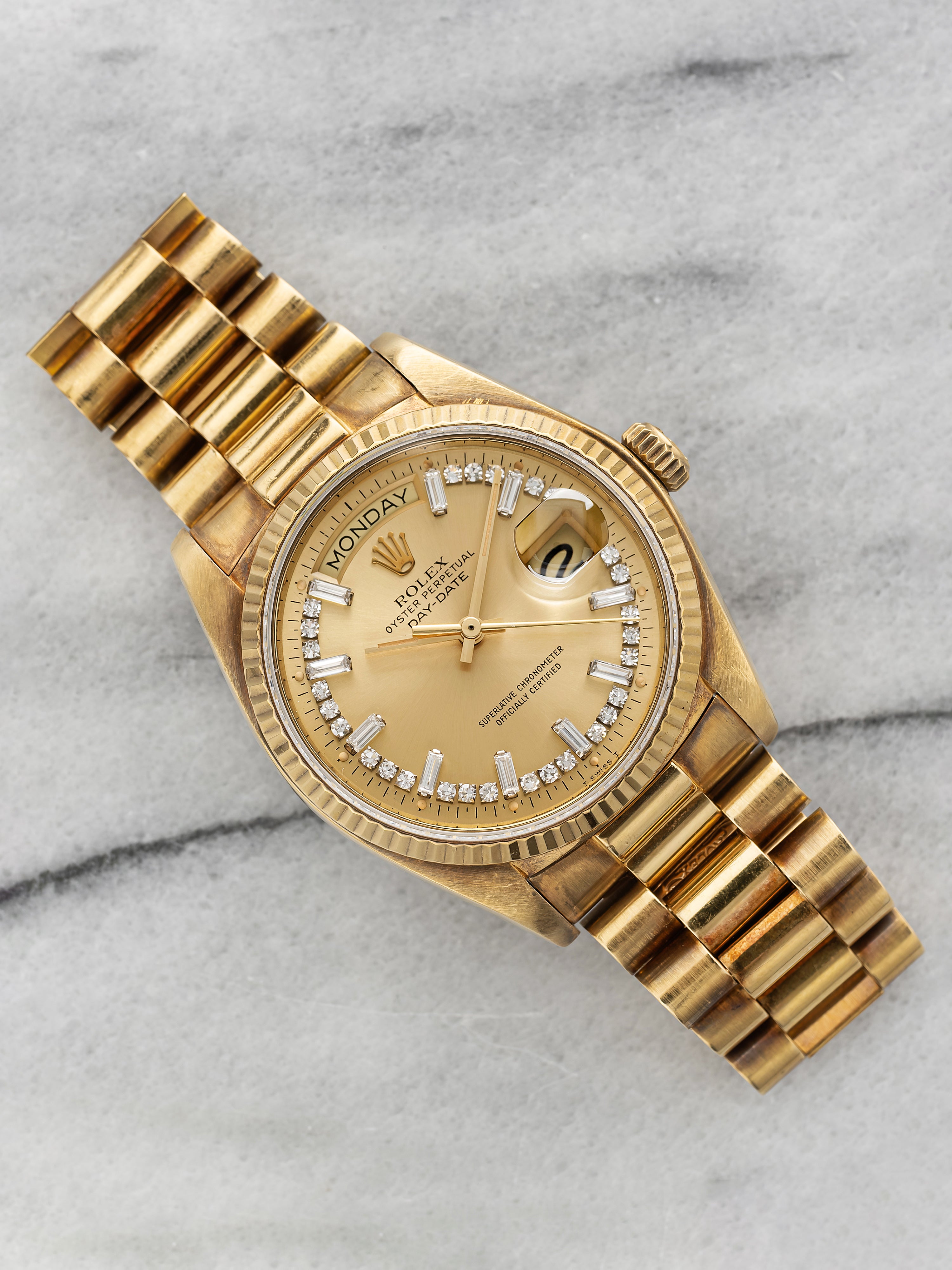 1979 Rolex Day-Date 18038 - Yellow Gold Diamond Line Dial