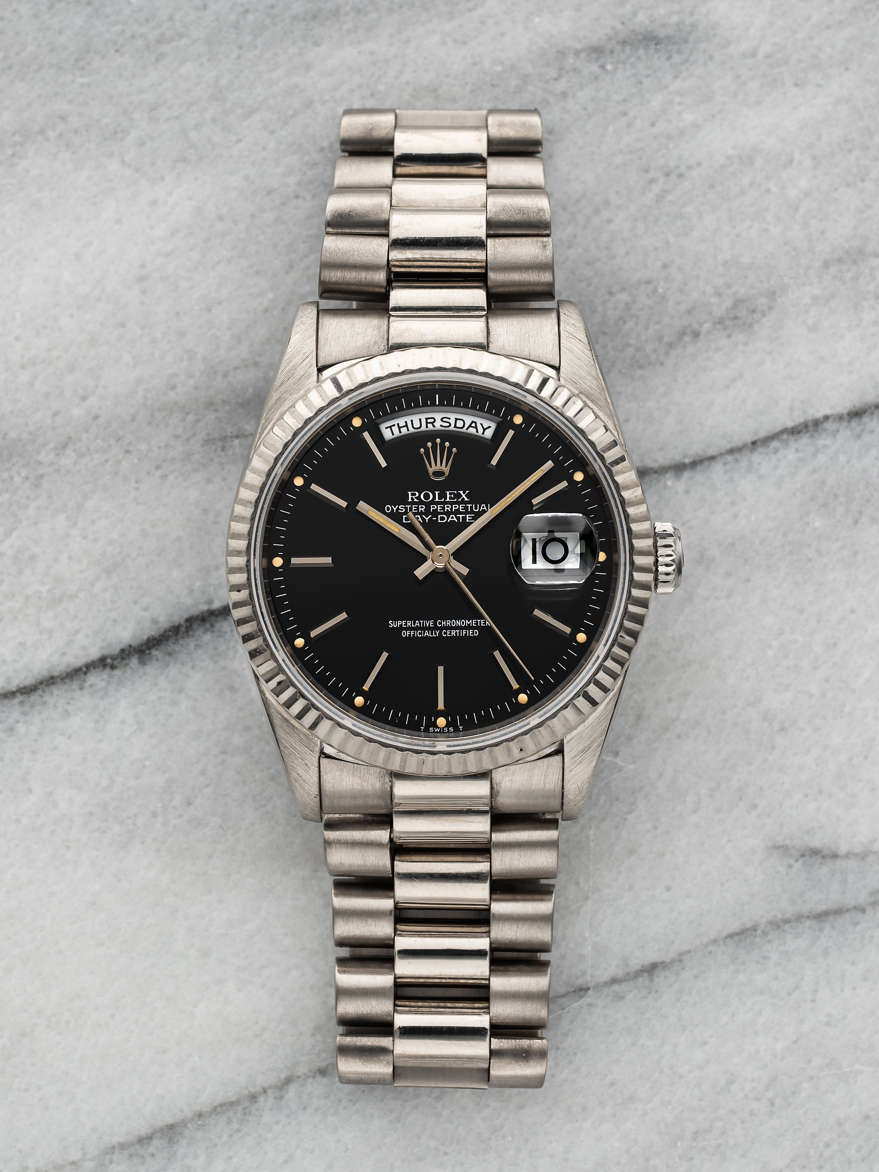 1994 Rolex Day-Date 18239 - White Gold Black Dial