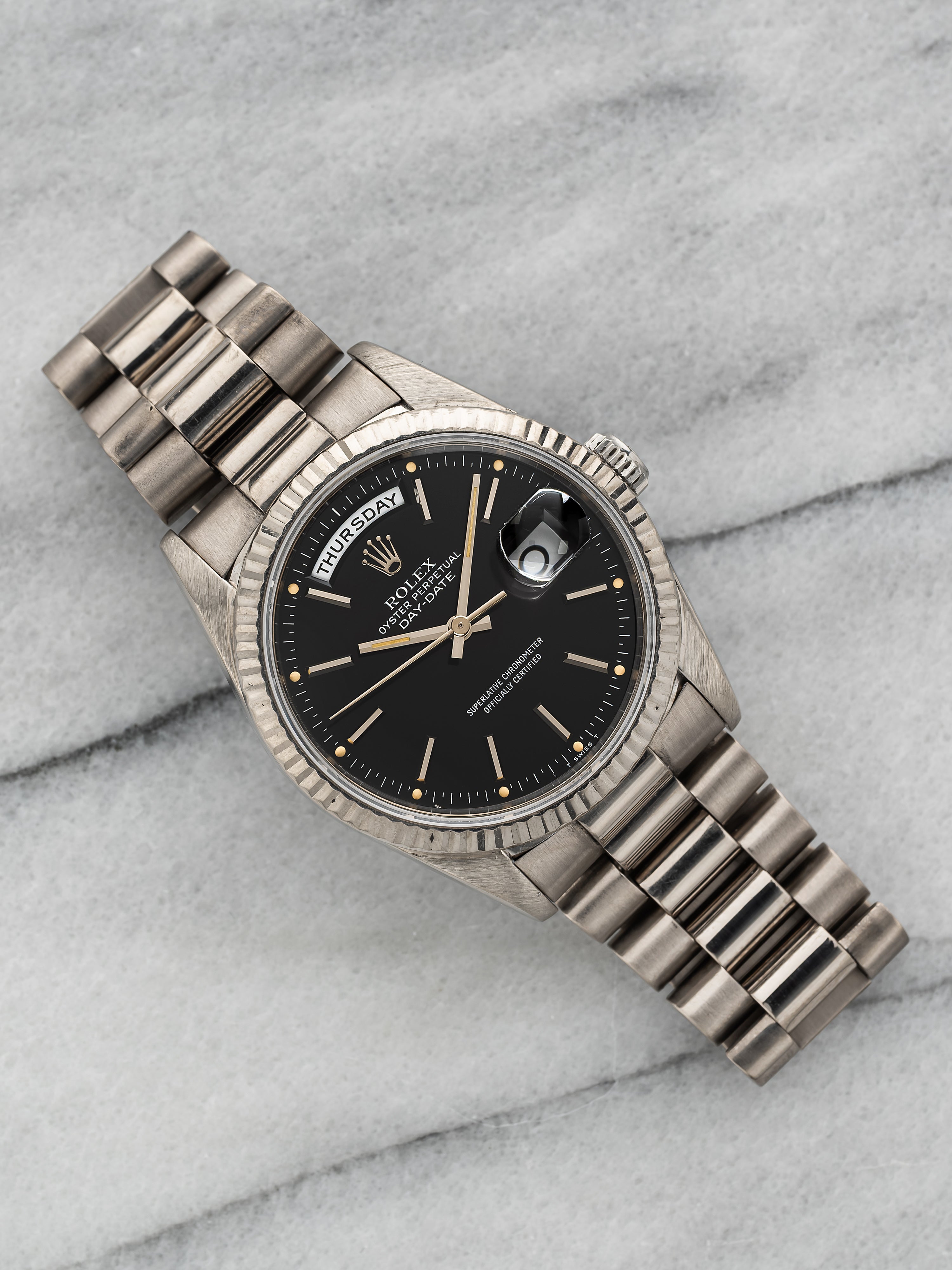 1994 Rolex Day-Date 18239 - White Gold Black Dial