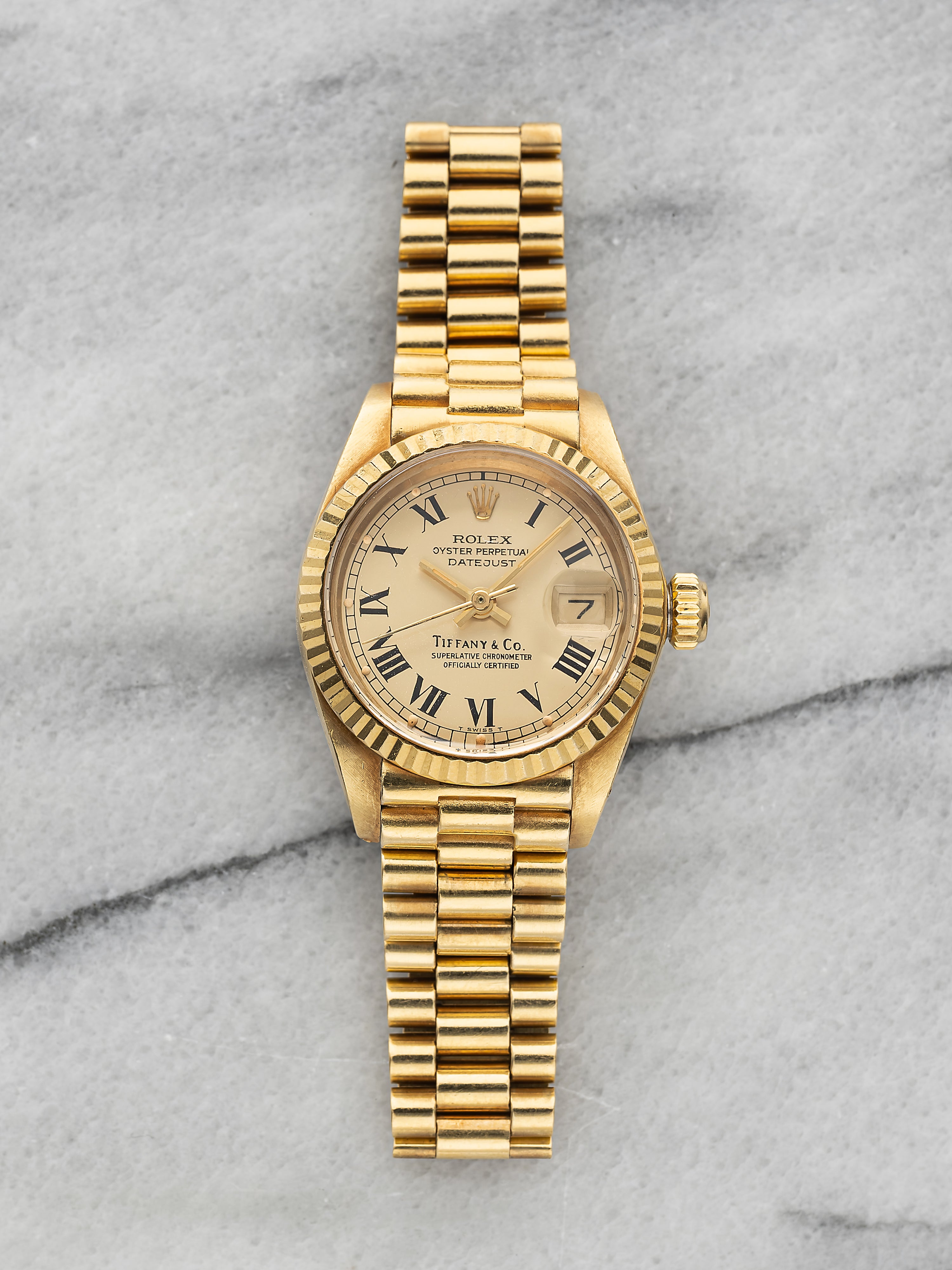 1982 Rolex Ladies Datejust 6913 – Yellow Gold Tiffany & Co. Buckley Double Stamp Dial