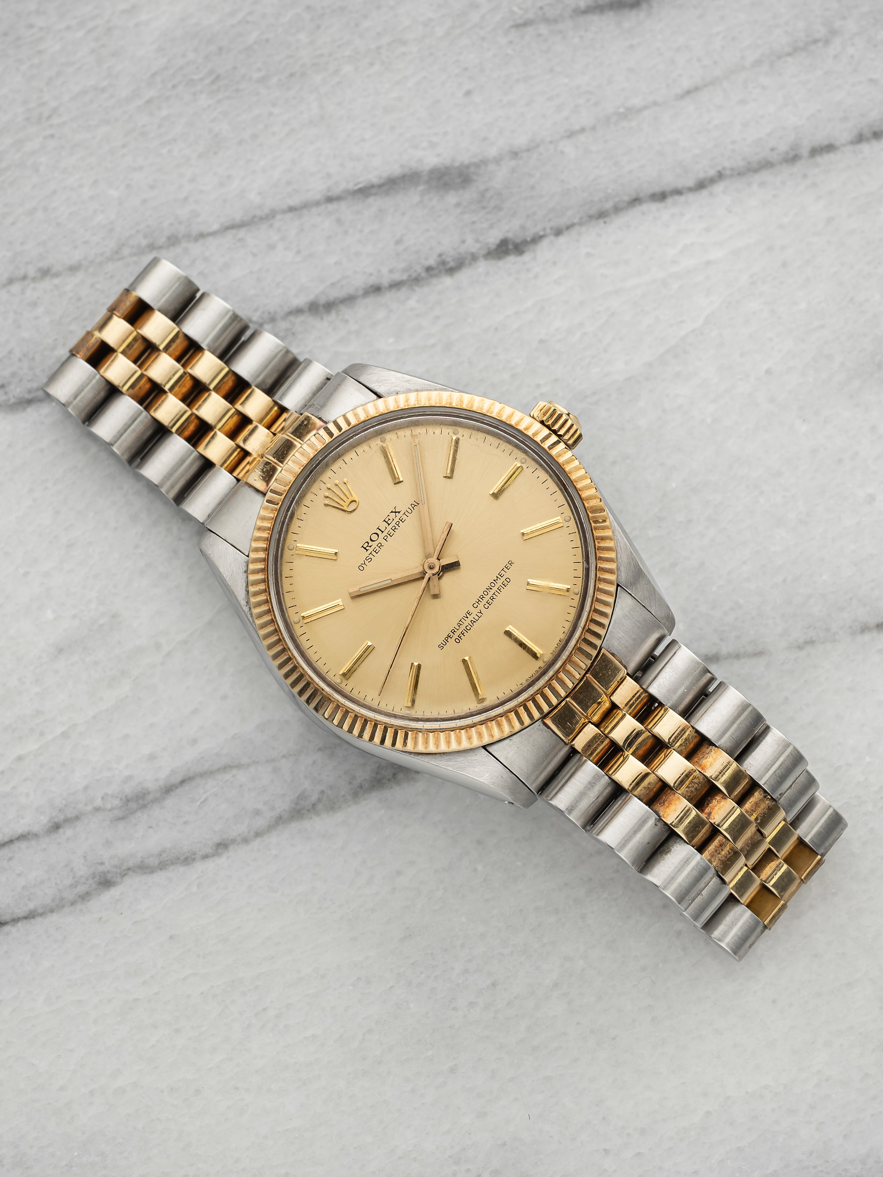Vintage 1988 Rolex Oyster Perpetual 1005 Two-Tone Champagne Dial Auto 34mm
