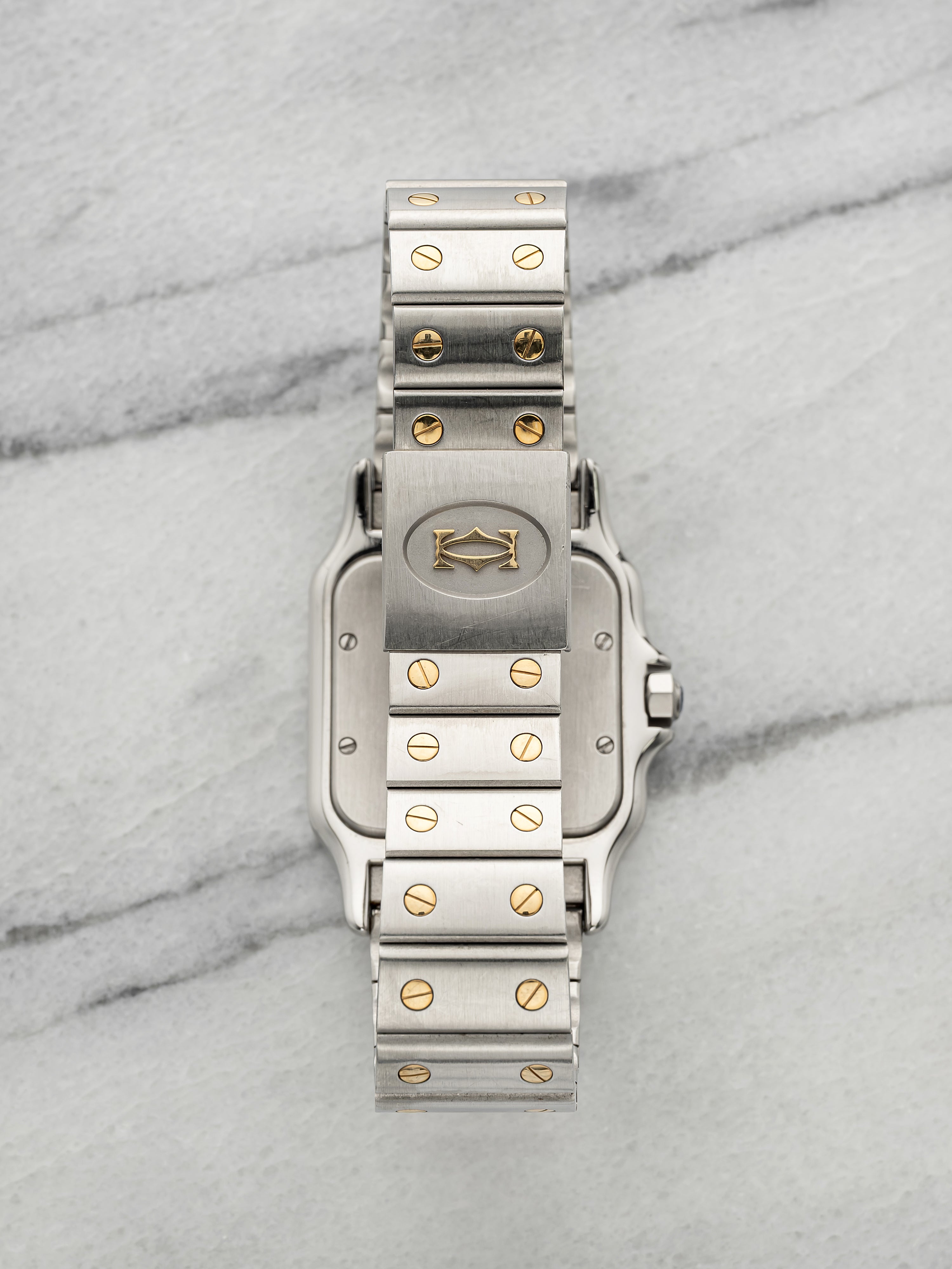 Vintage 1990s Cartier Santos Galbee 1567 Two-Tone Grey Dial Quartz 29mm