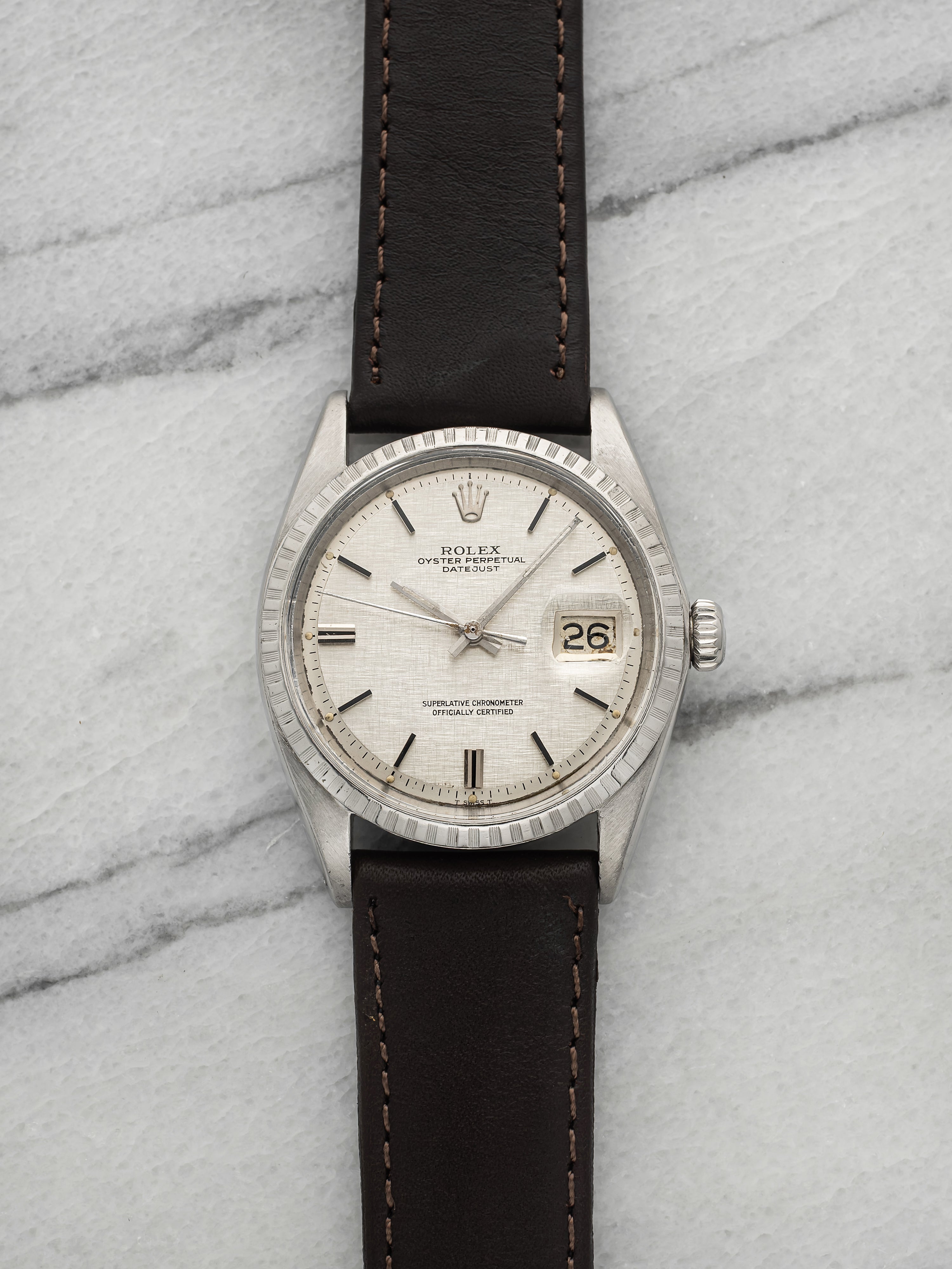 Vintage 1967 Rolex Datejust 1603 Stainless Steel Silver Linen Dial Auto 36mm