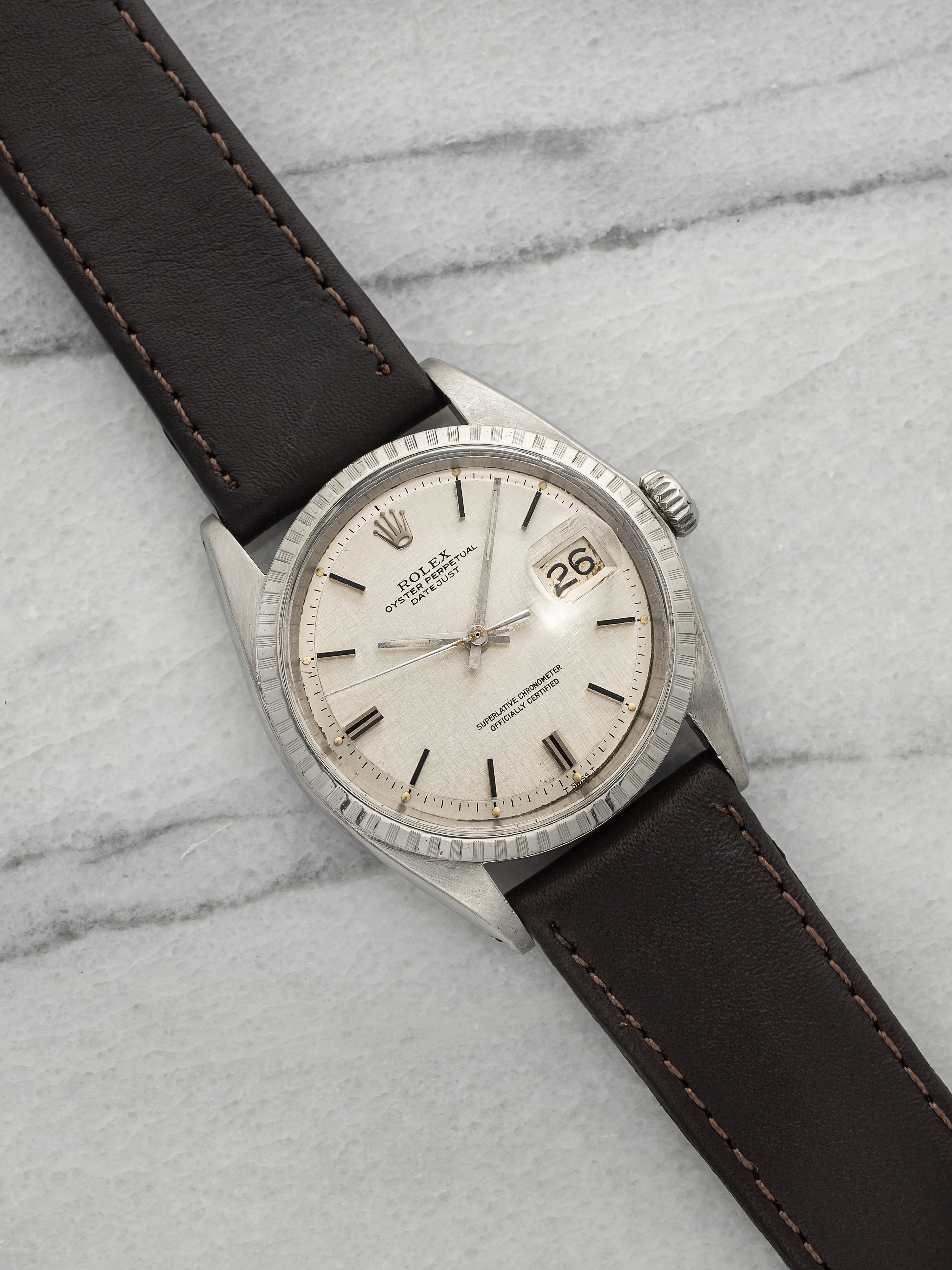 Vintage 1967 Rolex Datejust 1603 Stainless Steel Silver Linen Dial Auto 36mm