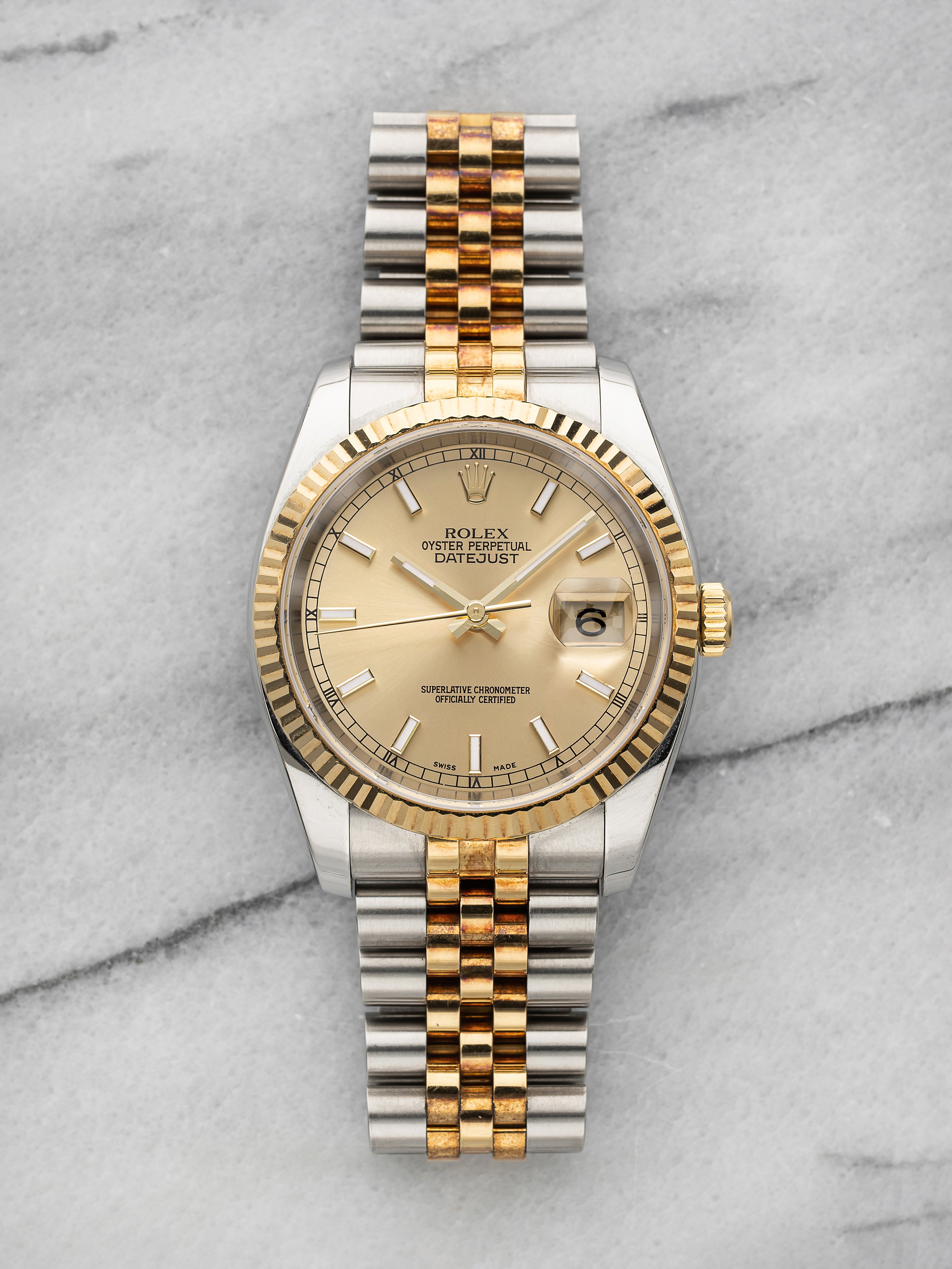2005 Datejust 36 116233 – Two-Tone Hidden Clasp Champagne Dial
