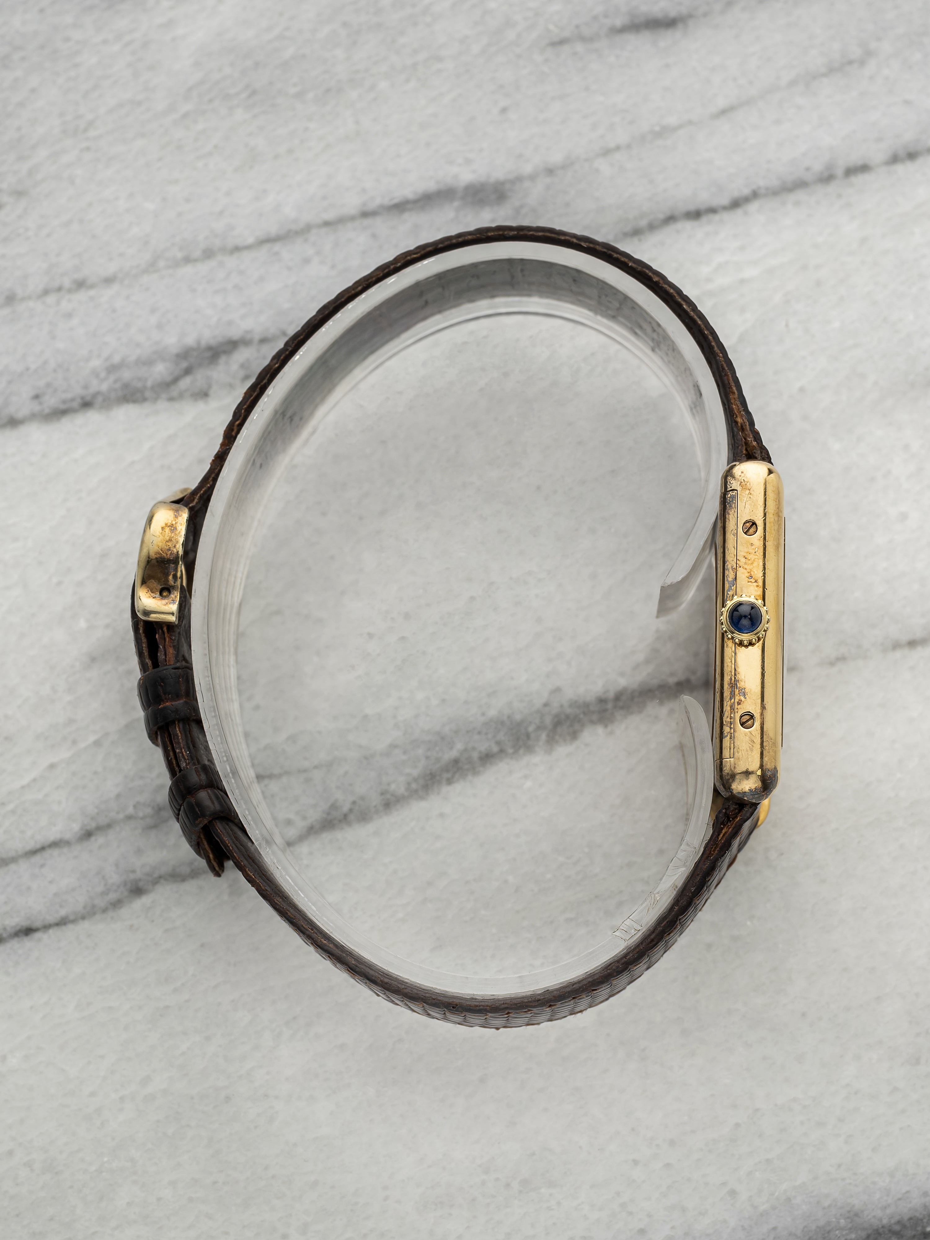 Vintage 1970s Cartier Lady Must de Tank Vermeil Lemon Roman Dial Manual 23mm