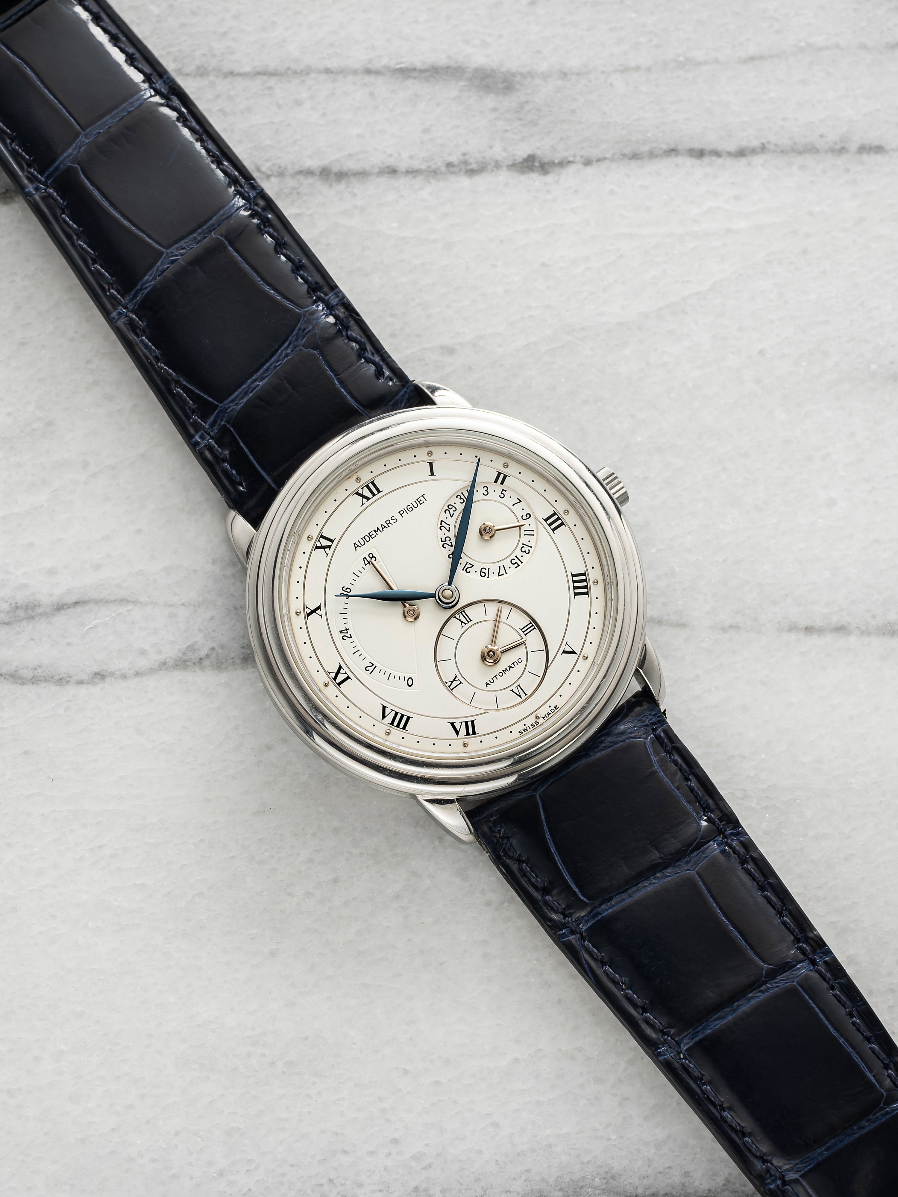 Vintage 1992 Audemars Piguet Jules Audemars 25685PT Platinum Dual Time Auto 36mm