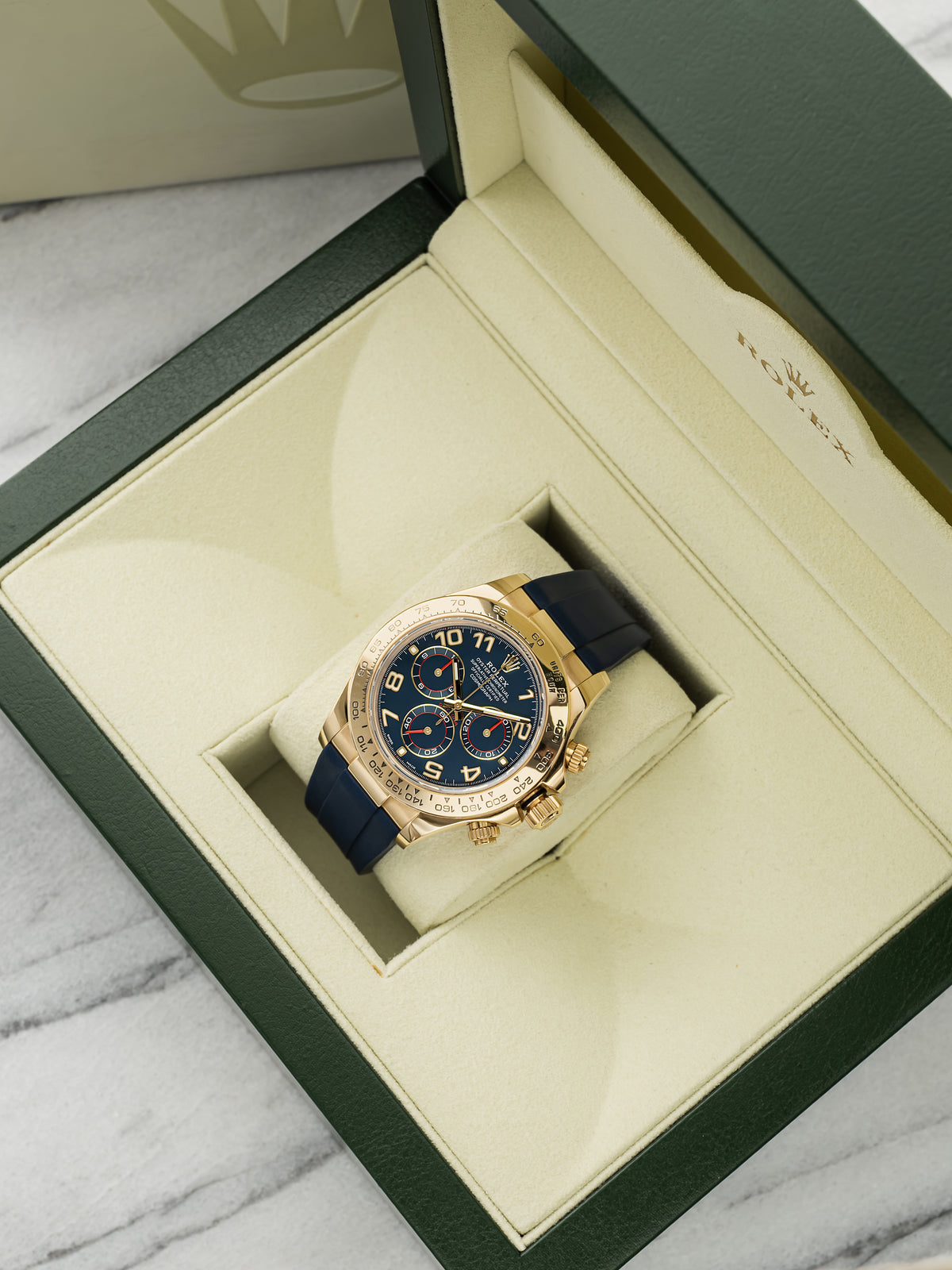 2002 Rolex Cosmograph Daytona 116518 18K YG Blue Sunburst Dial Auto 40mm