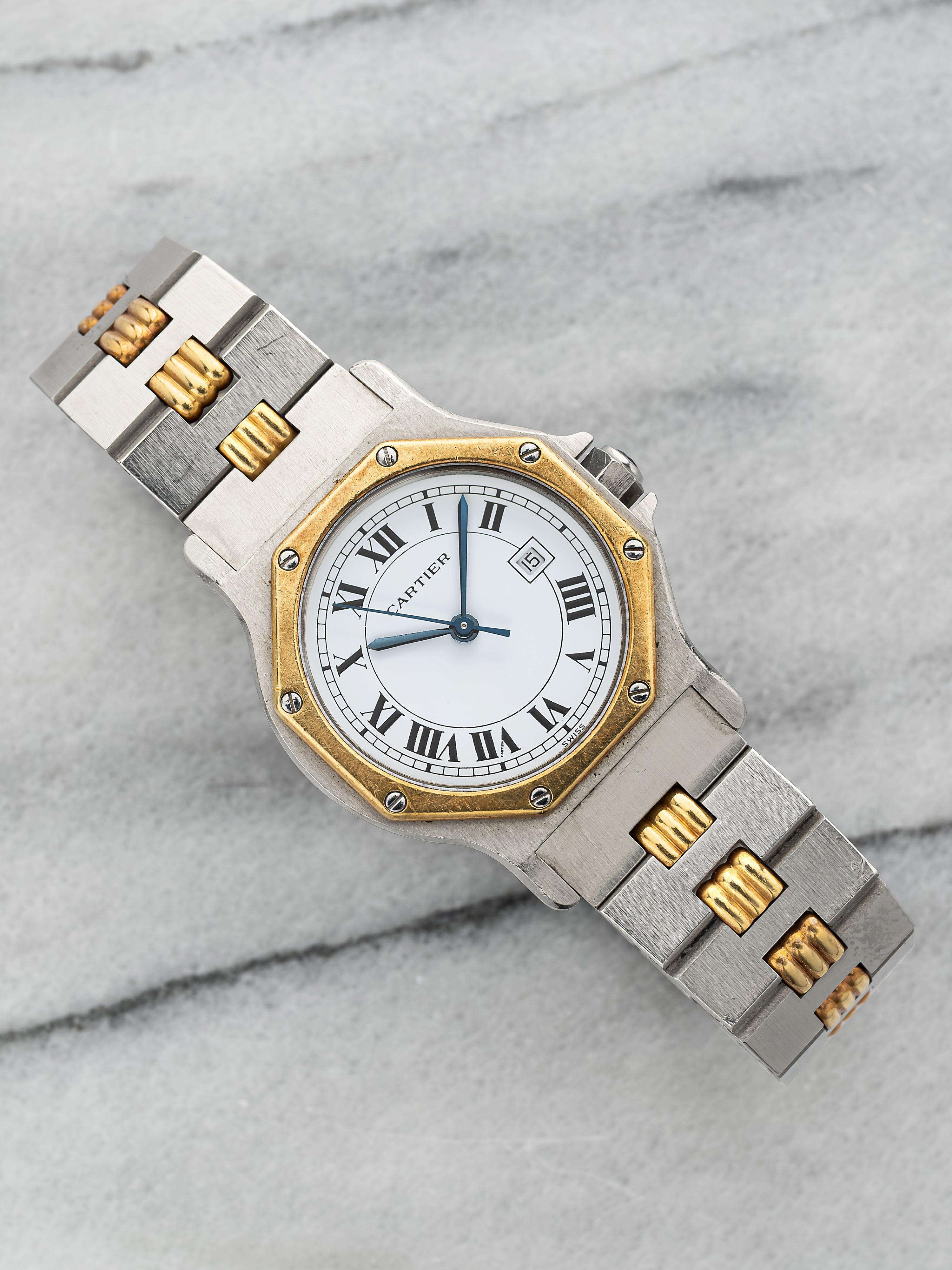 Cartier Santos Octagon - Two Tone White Roman Dial