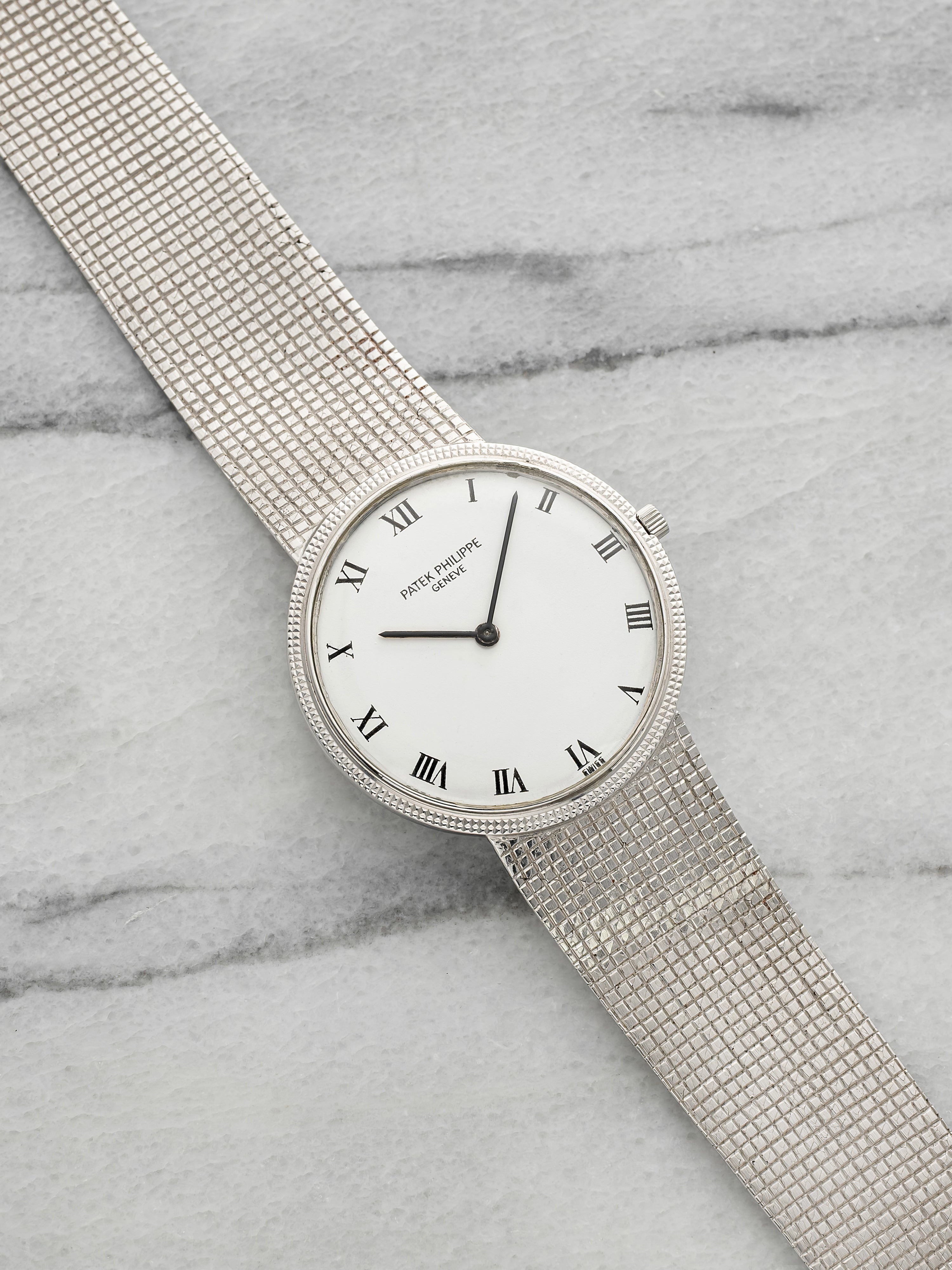Vintage 1970 Patek Philippe Calatrava 3520 18K WG White Roman Dial Manual 33mm