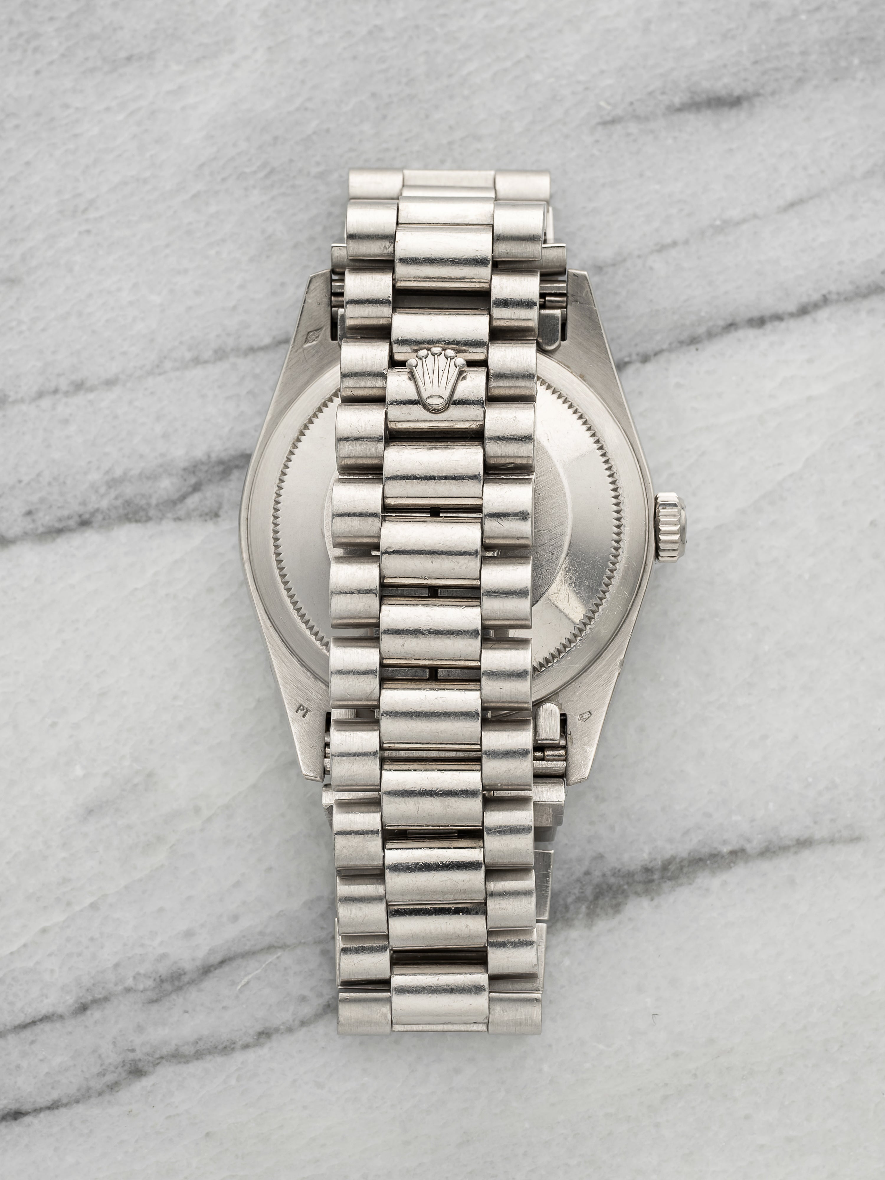 Vintage 1989 Rolex Day-Date 18346 Platinum Silver Dial Diamond Indices Auto 36mm