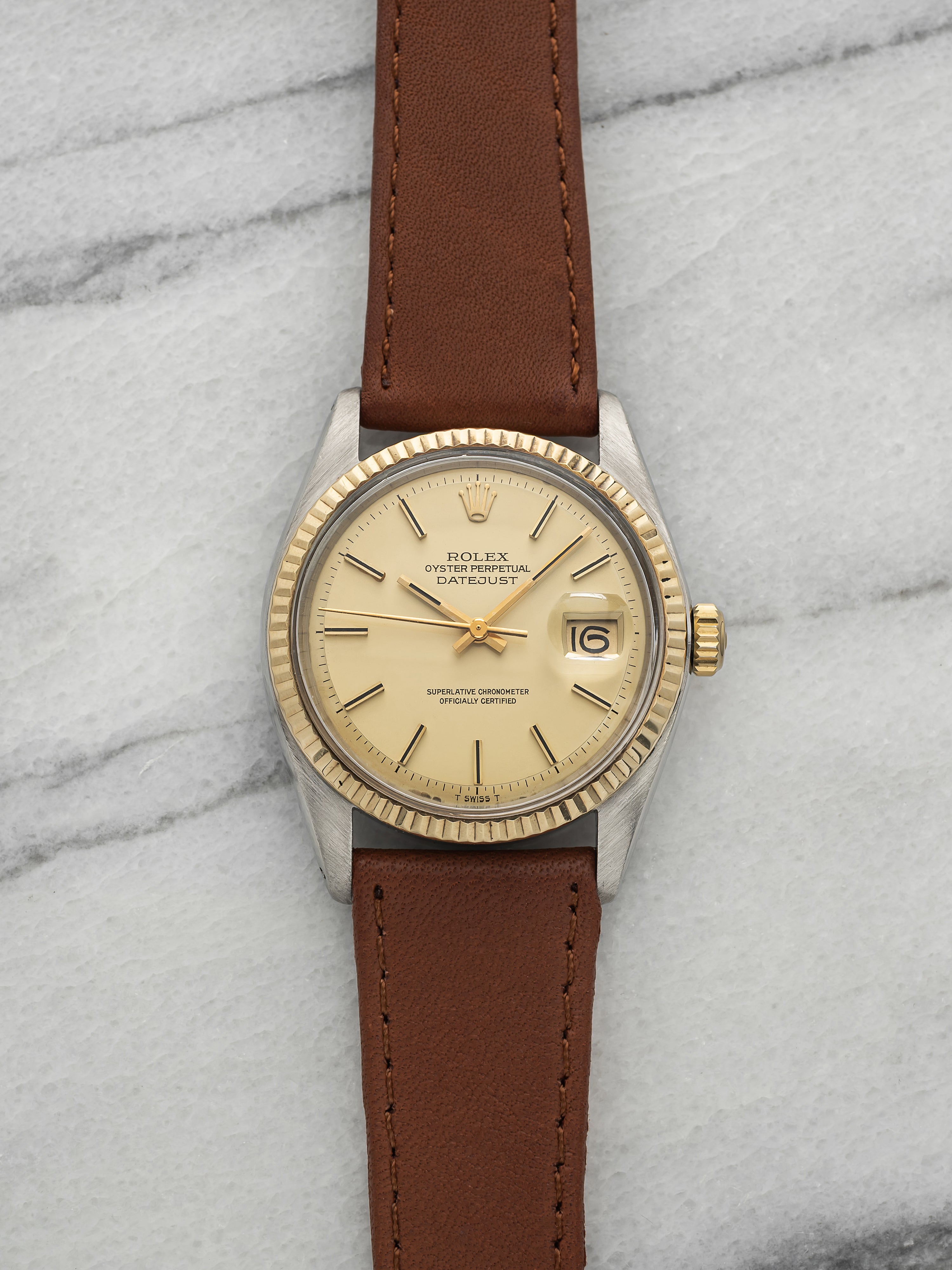 Vintage 1974 Rolex Datejust 1601 Two-Tone Matte Lemon Dial Automatic 36mm