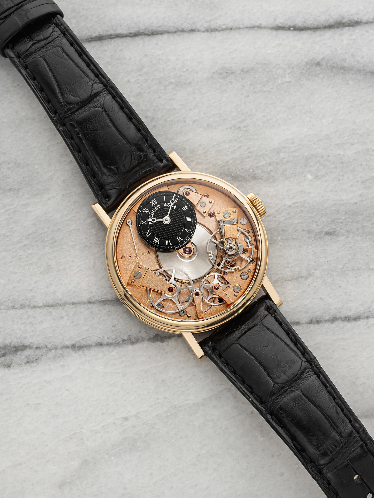 2010s Breguet Tradition 7027BR/R9/9V6 18K Rose Gold Skeleton Black Manual 37mm