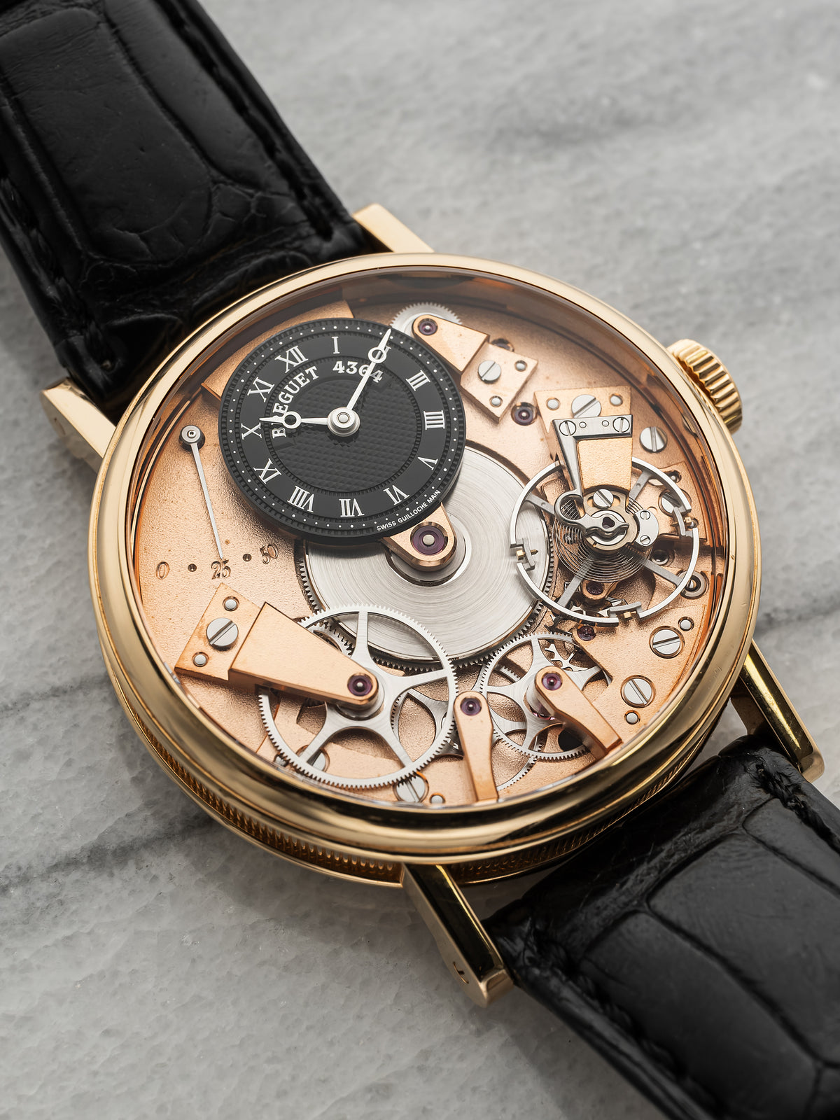 2010s Breguet Tradition 7027BR/R9/9V6 18K Rose Gold Skeleton Black Manual 37mm