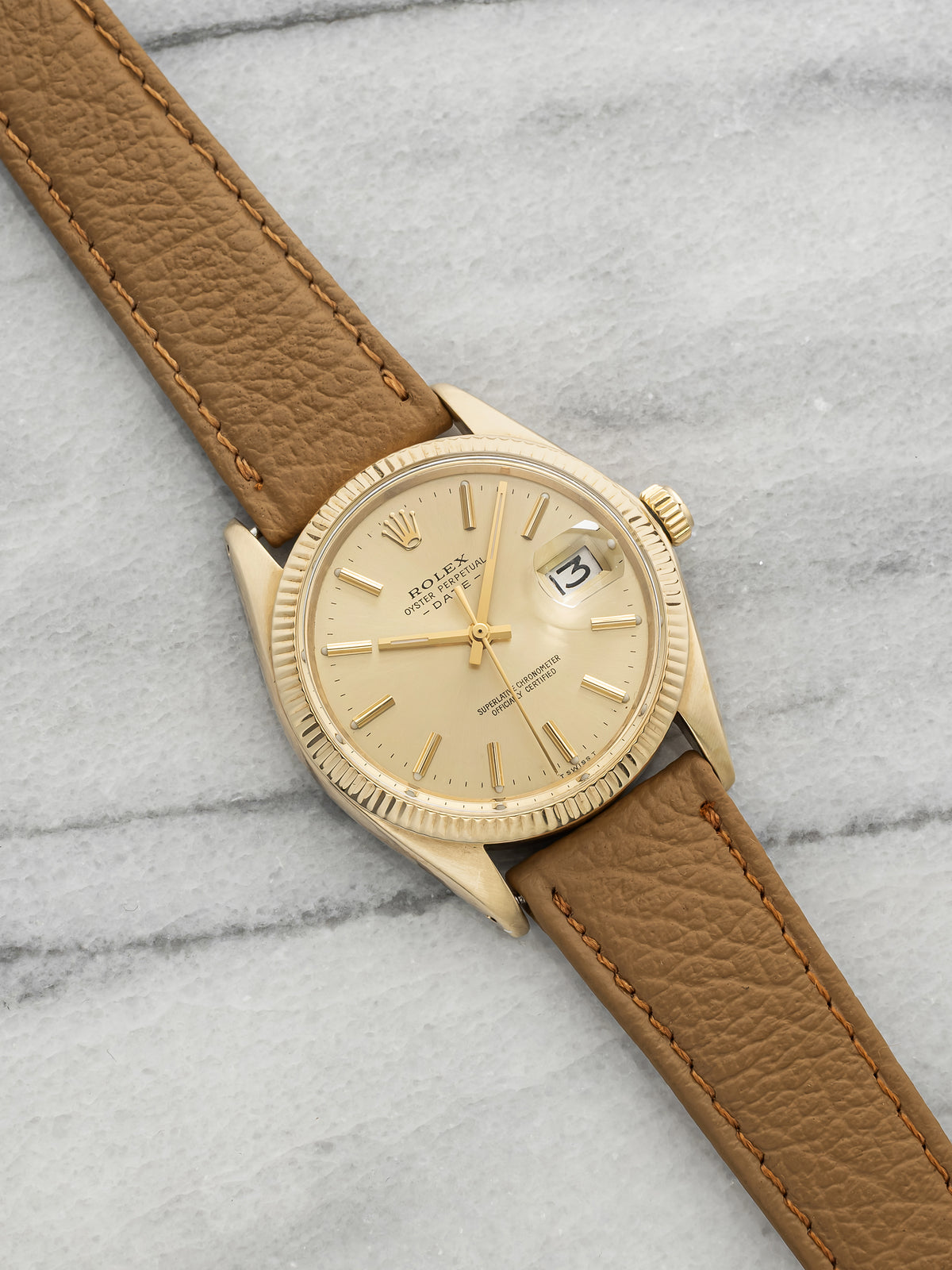 Vintage 1974 Rolex Oyster Perpetual Date 1503 14K YG Champagne Auto 34mm